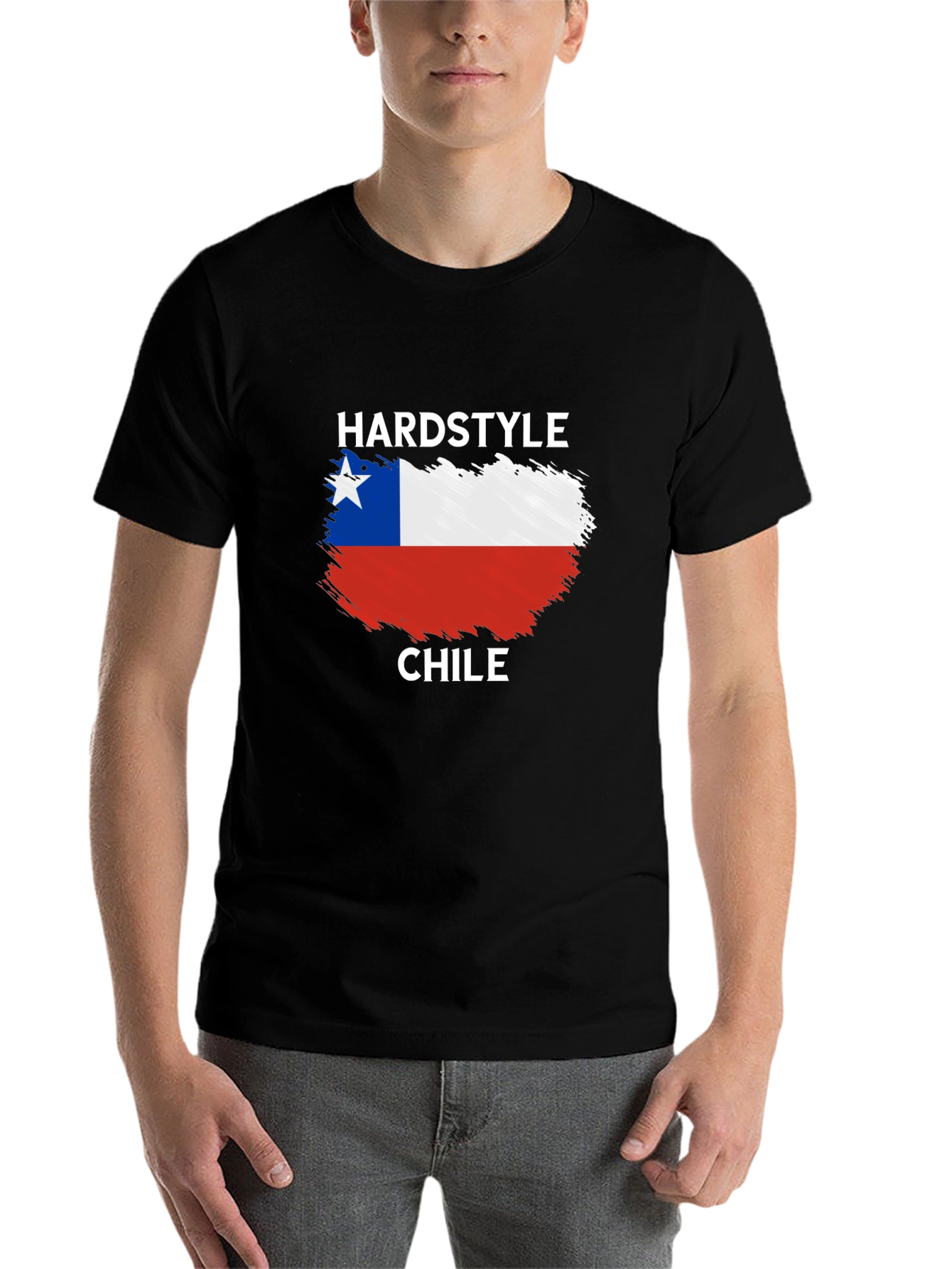 Black Hardstyle Chile Flag T-Shirt view 7