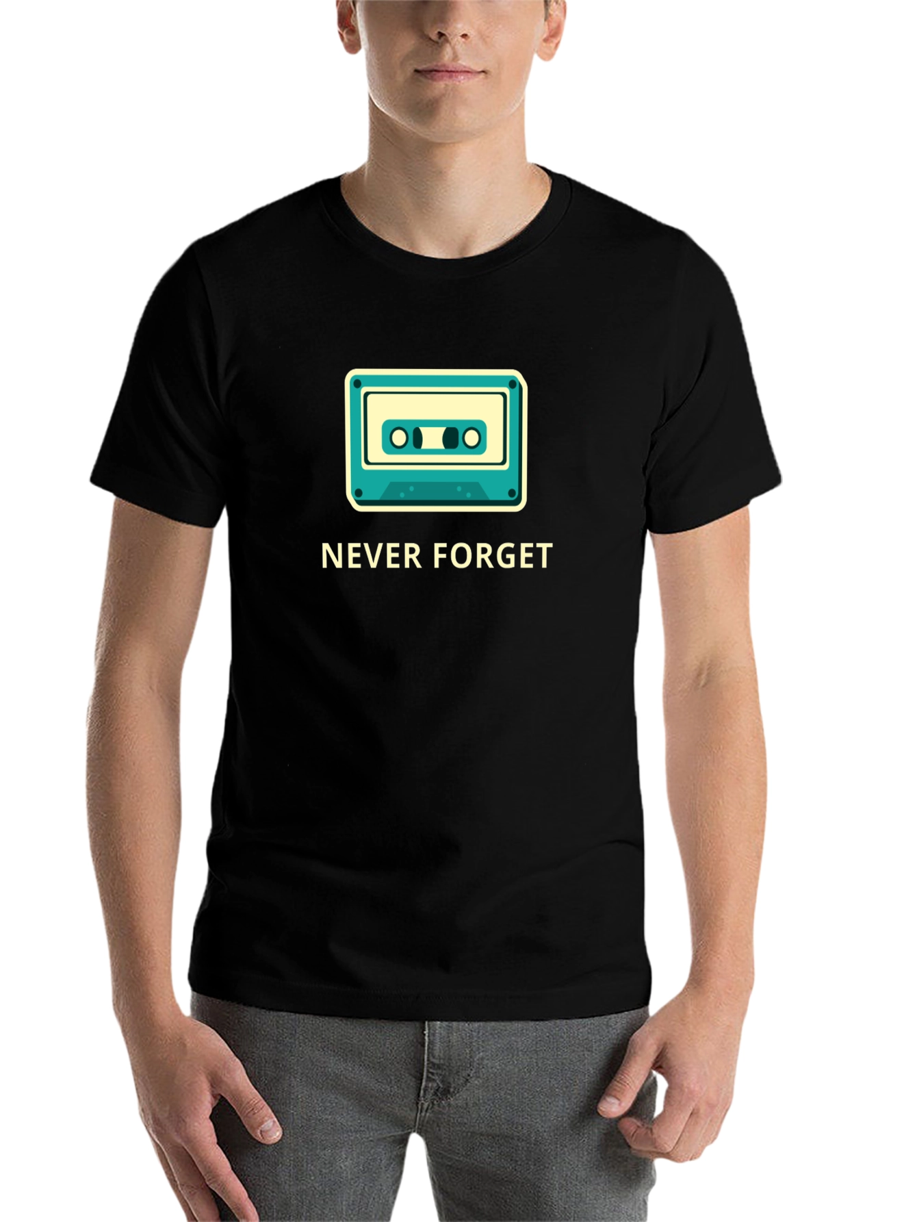 Black Retro Cassette 'Never Forget' Graphic Tee view 7