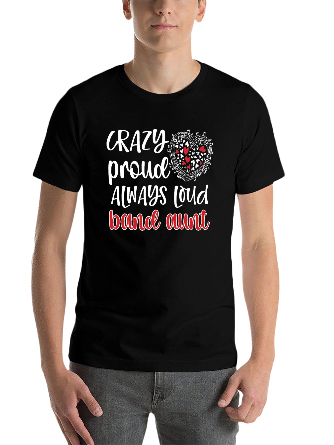 Black Crazy Proud Band Aunt T-Shirt view 7