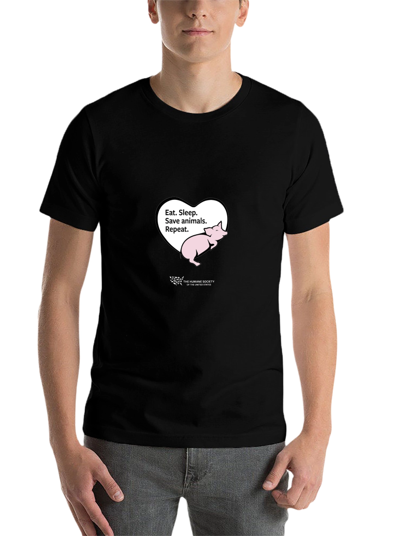 Black Humane Society Eat Sleep Save Animals T-Shirt view 7