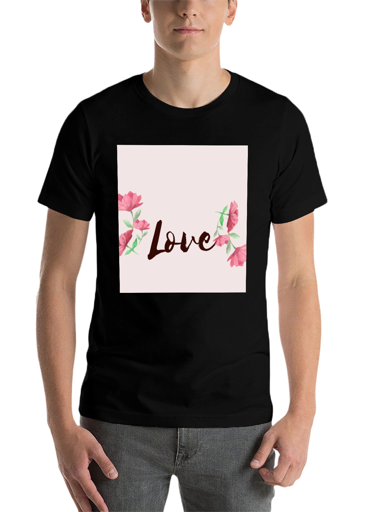 Black Floral Love Graphic Tee - Stylish Casual Wear view 7