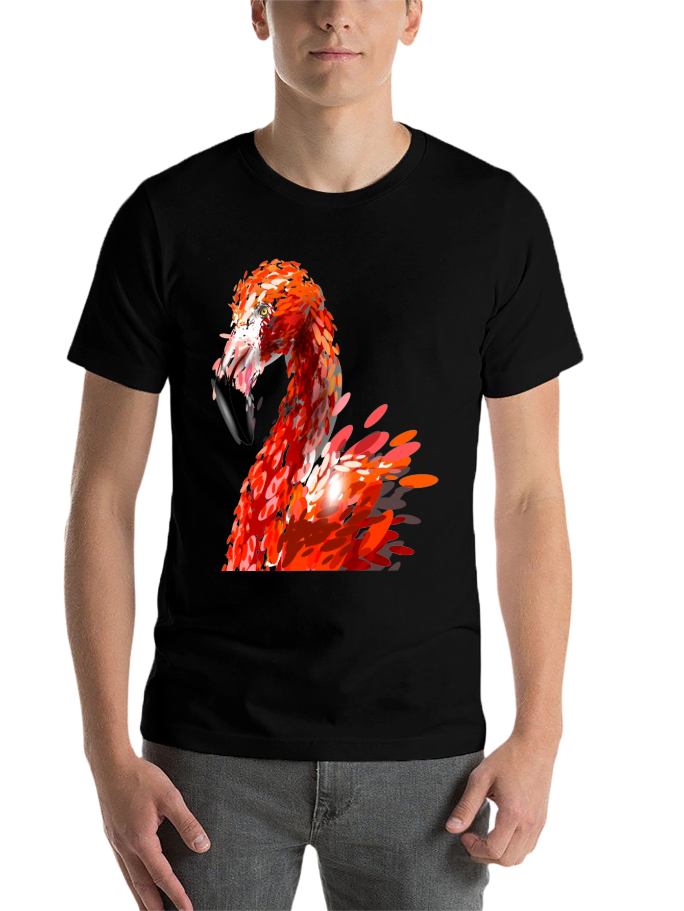 Black Flamingo Graphic Print Black T-Shirt view 7