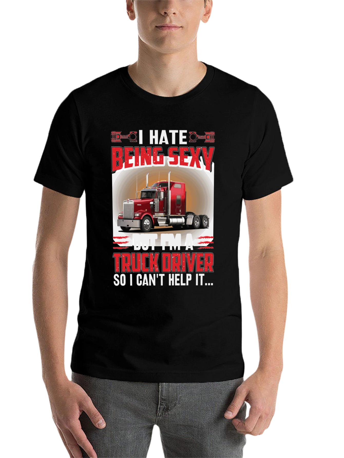 Black Funny Truck Driver Graphic T-Shirt view 7