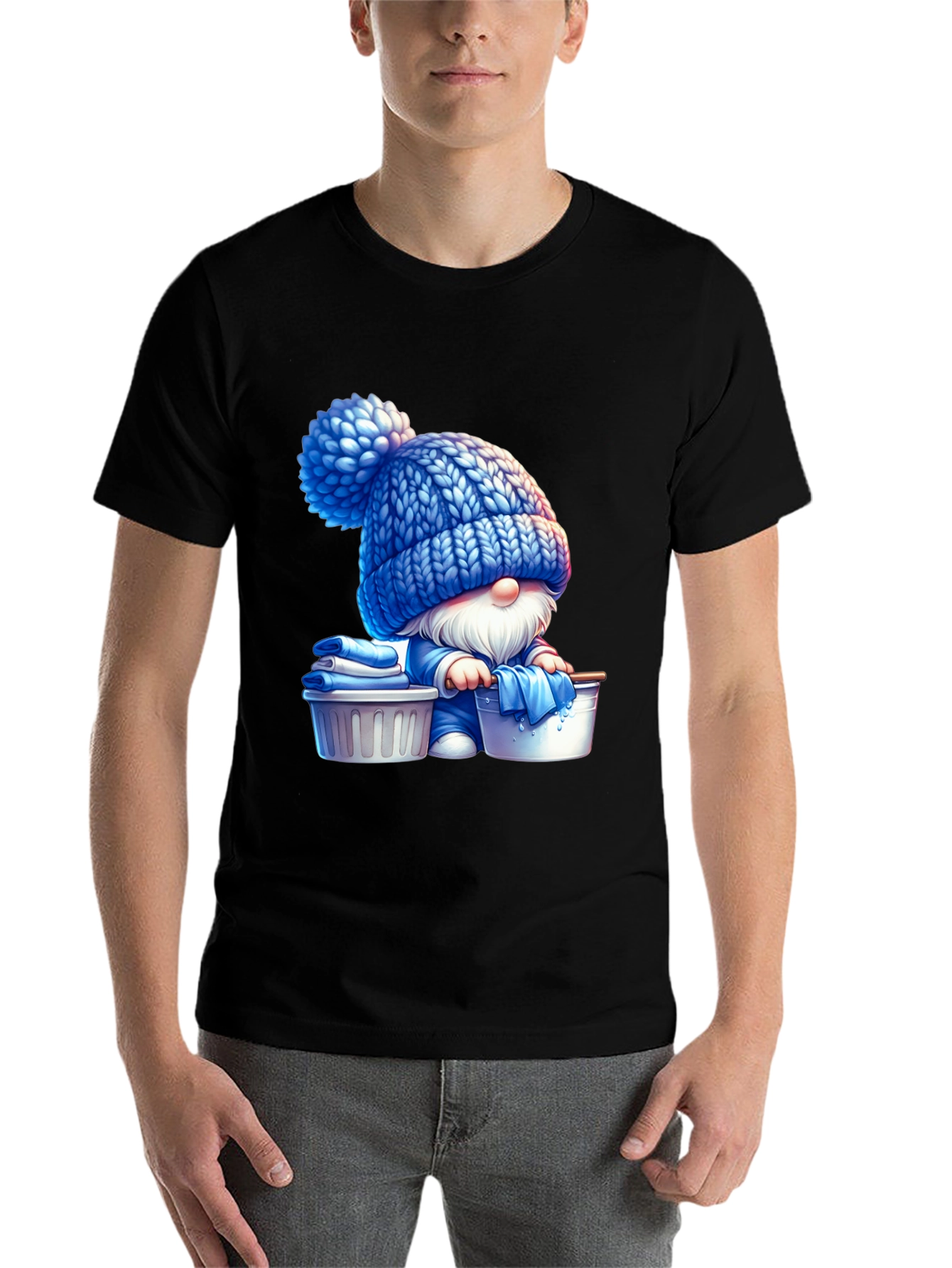 Black Gnome Laundry Day T-Shirt - Unique Graphic Tee view 7
