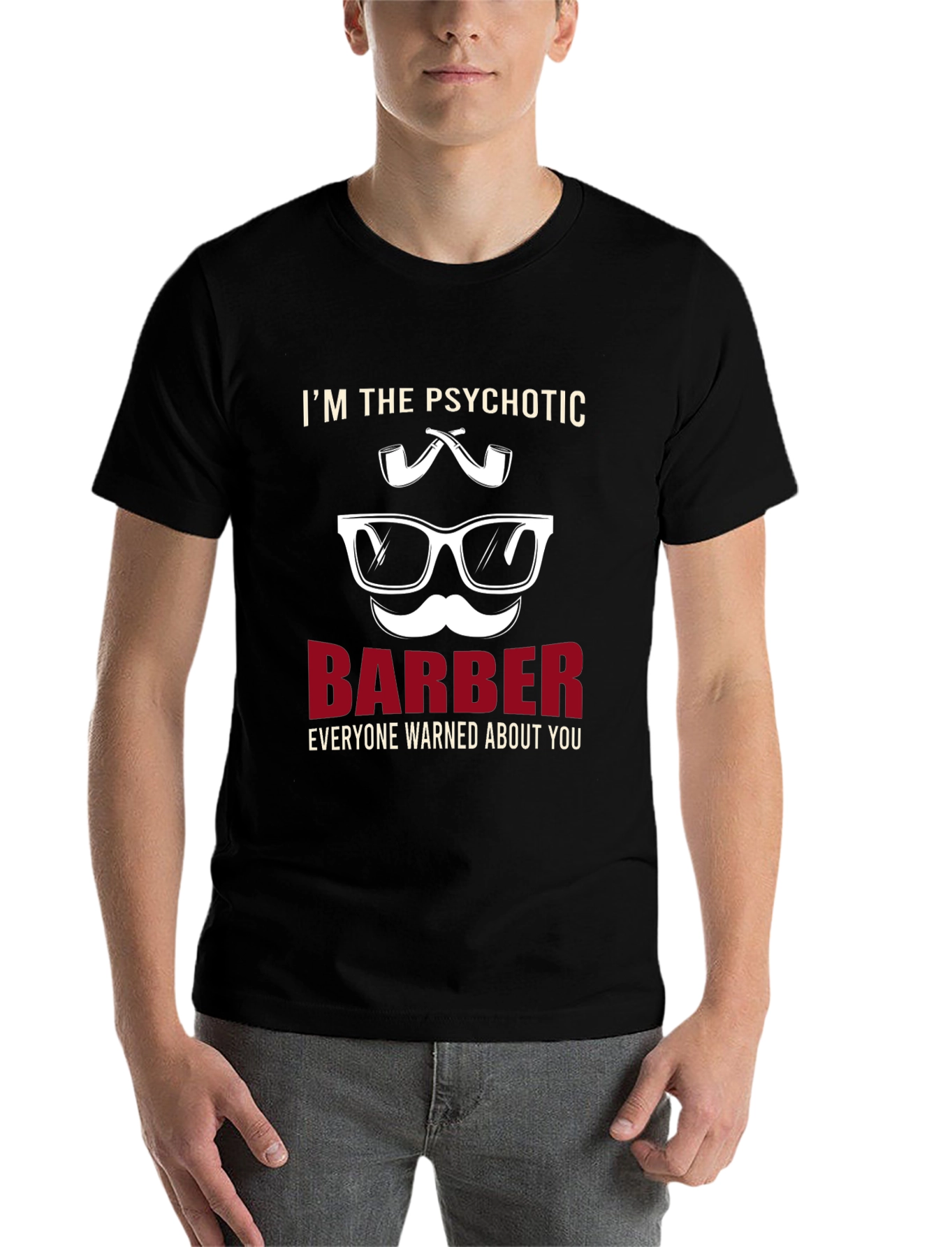 Black Psychotic Barber T-Shirt - Novelty Graphic Tee view 7
