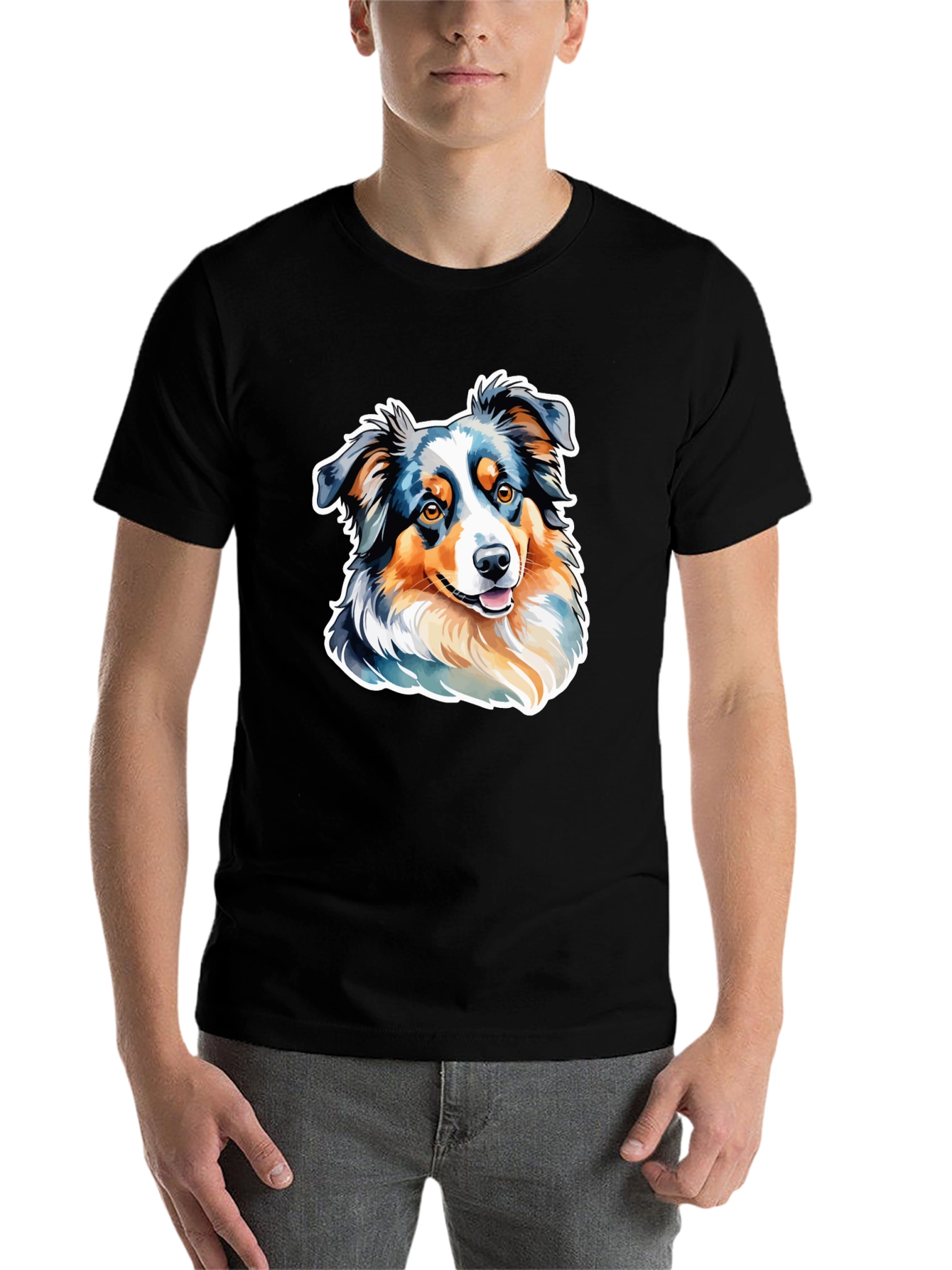 Black Australian Shepherd Dog Graphic T-Shirt view 7