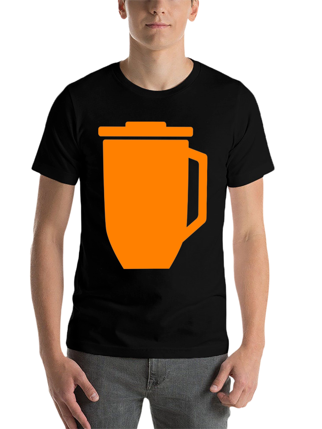 Black Funny Orange Trash Can Graphic T-Shirt - Black view 7