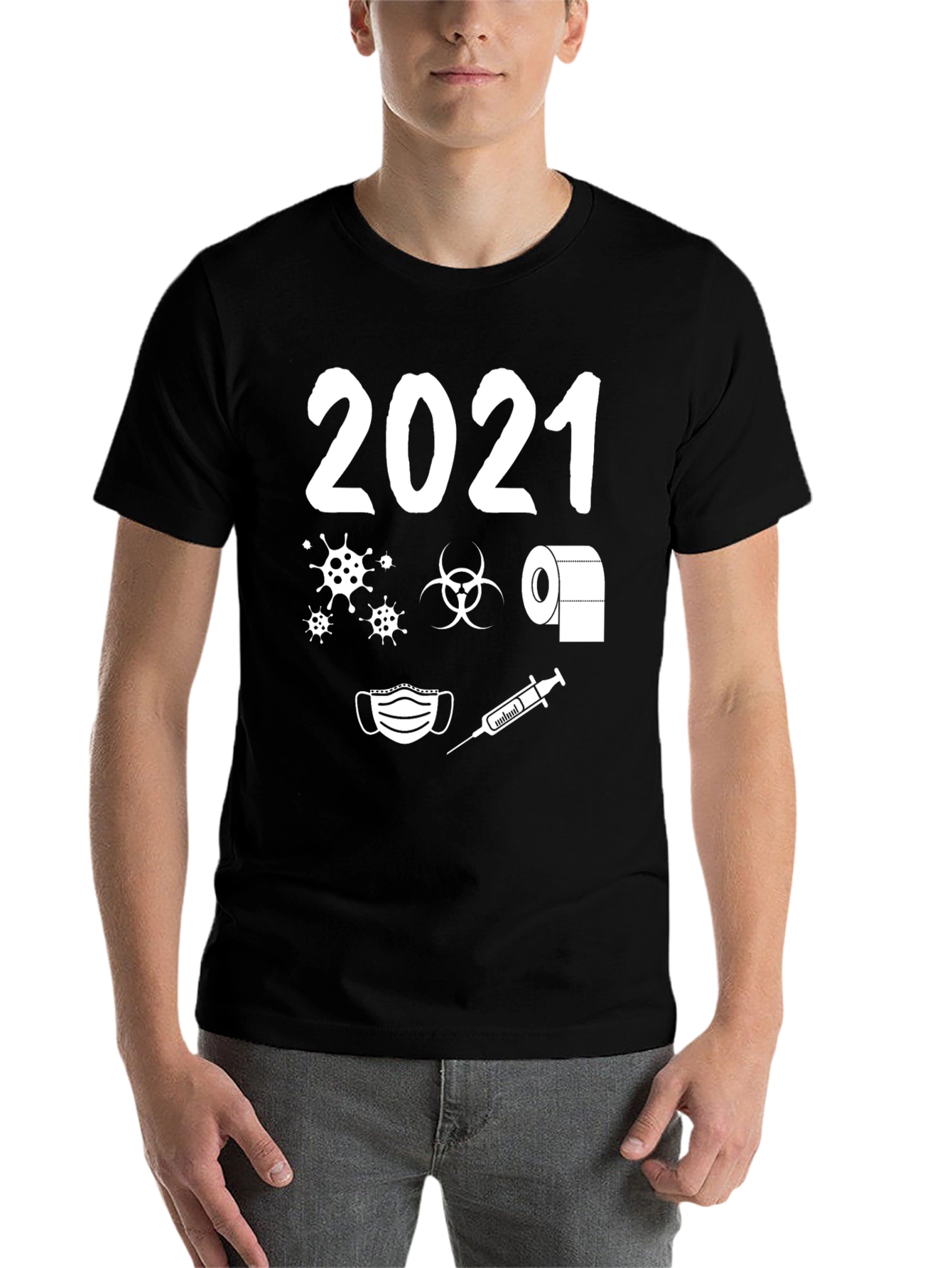 Black 2021 Pandemic Humor T-Shirt - Novelty Graphic Tee view 7