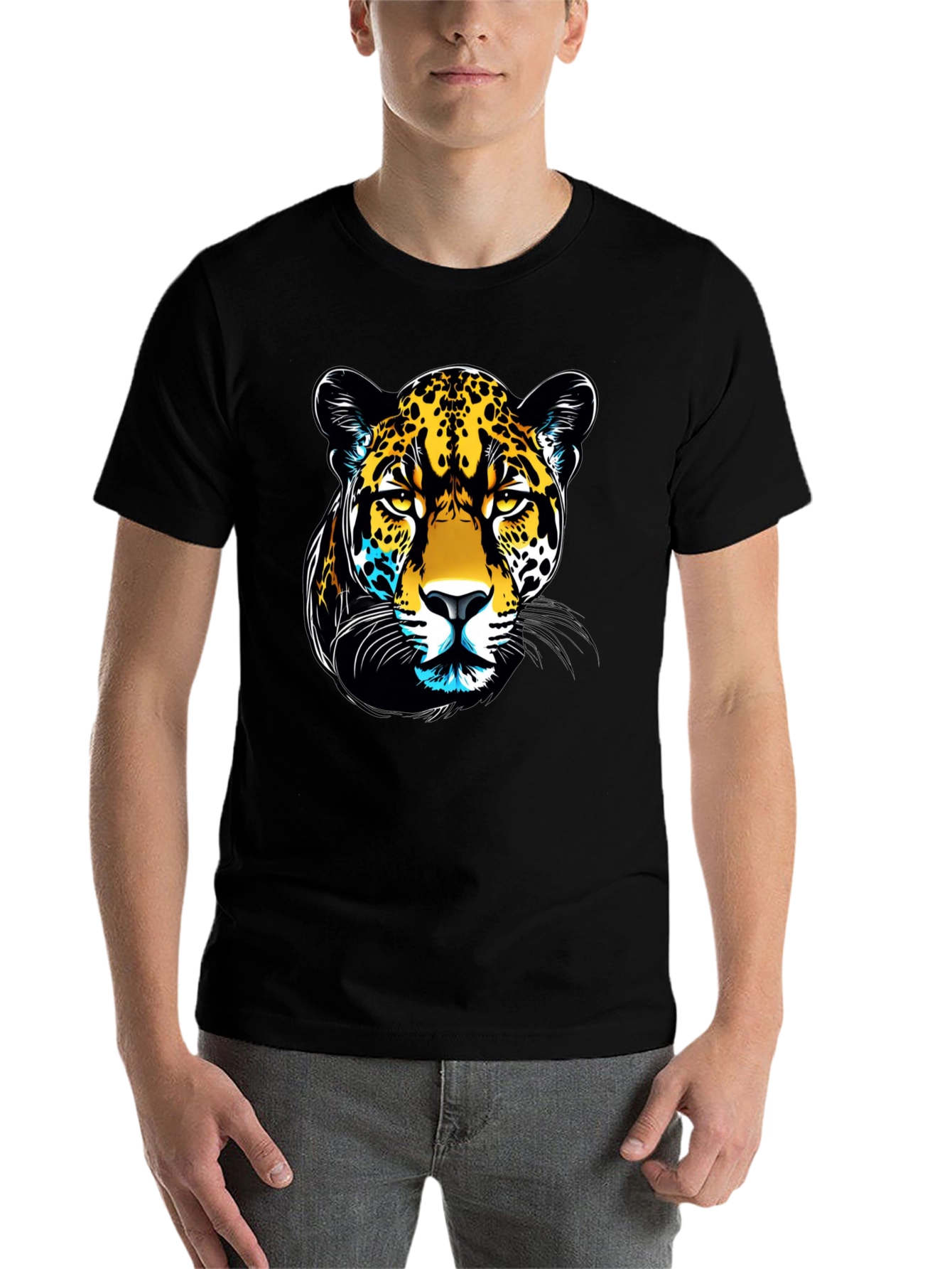 Black Jaguar Graphic Print Black T-Shirt view 7