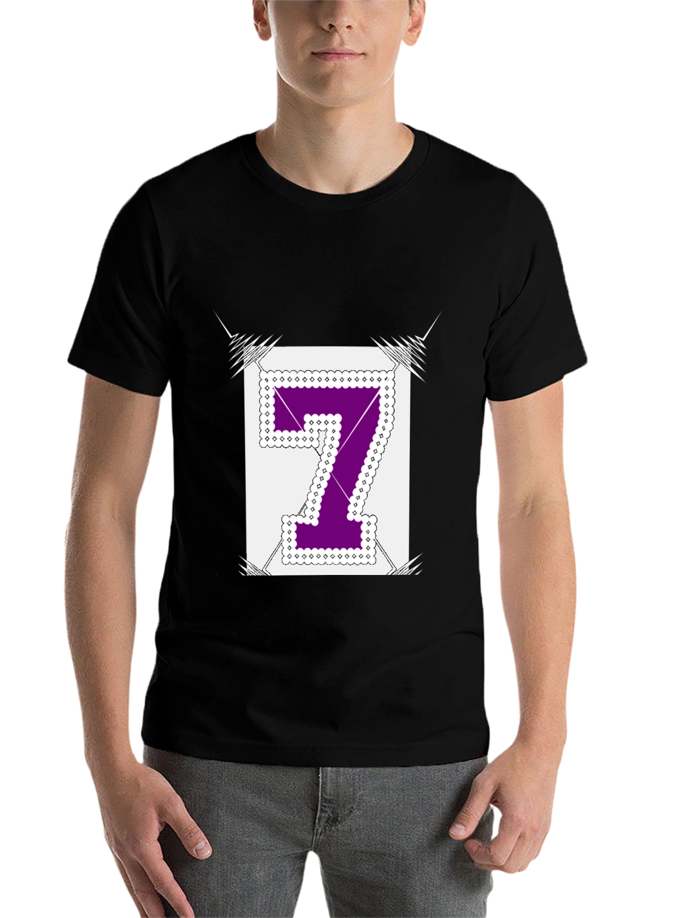 Black Number 7 Graphic Tee - Black Cotton Blend Shirt view 7