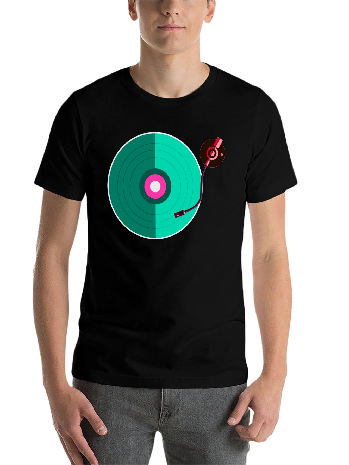 Black Turntable Graphic T-Shirt - Retro Music Lover Tee view 7