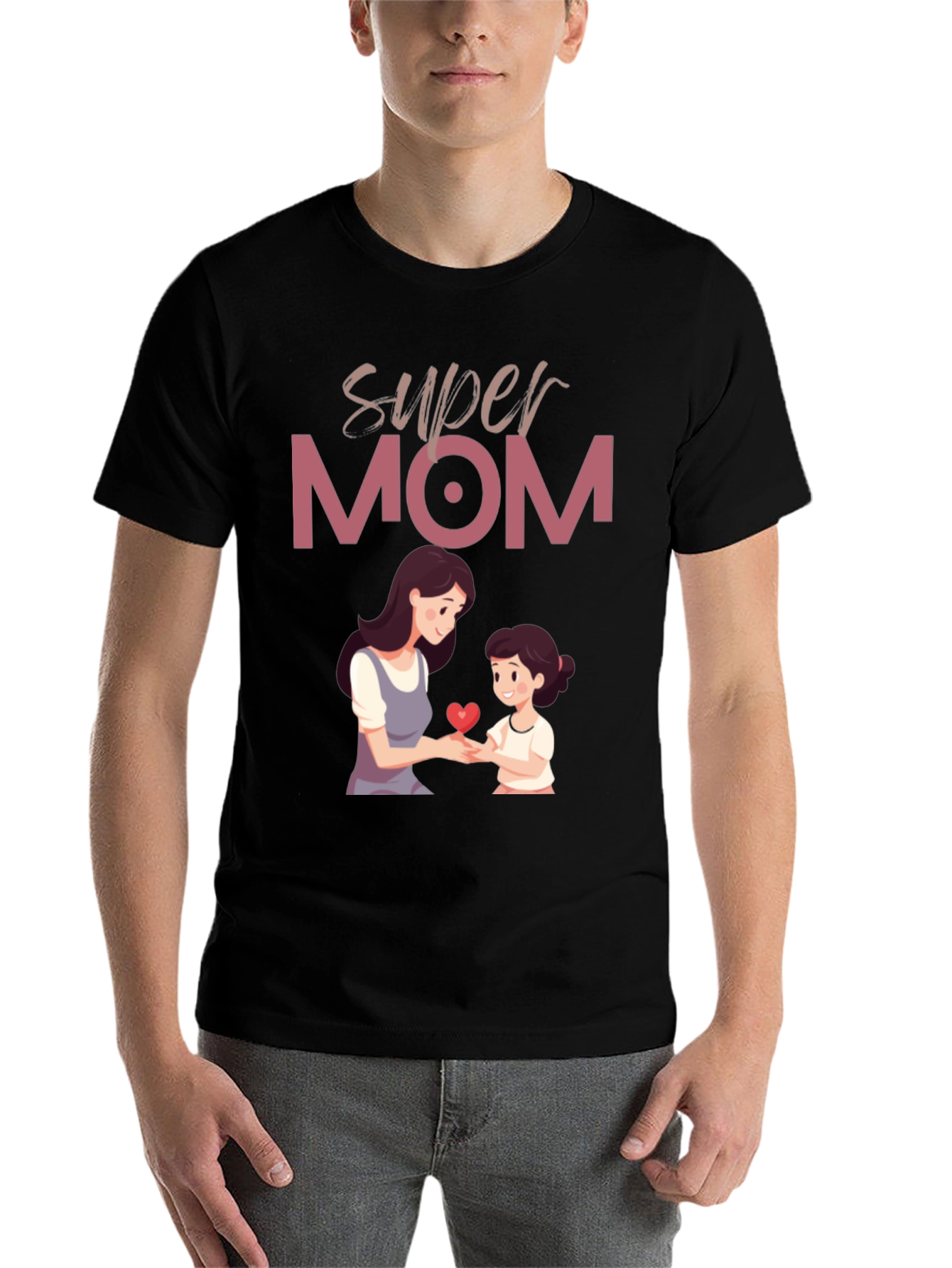 Black Super Mom Graphic Tee - Heartwarming Design view 7