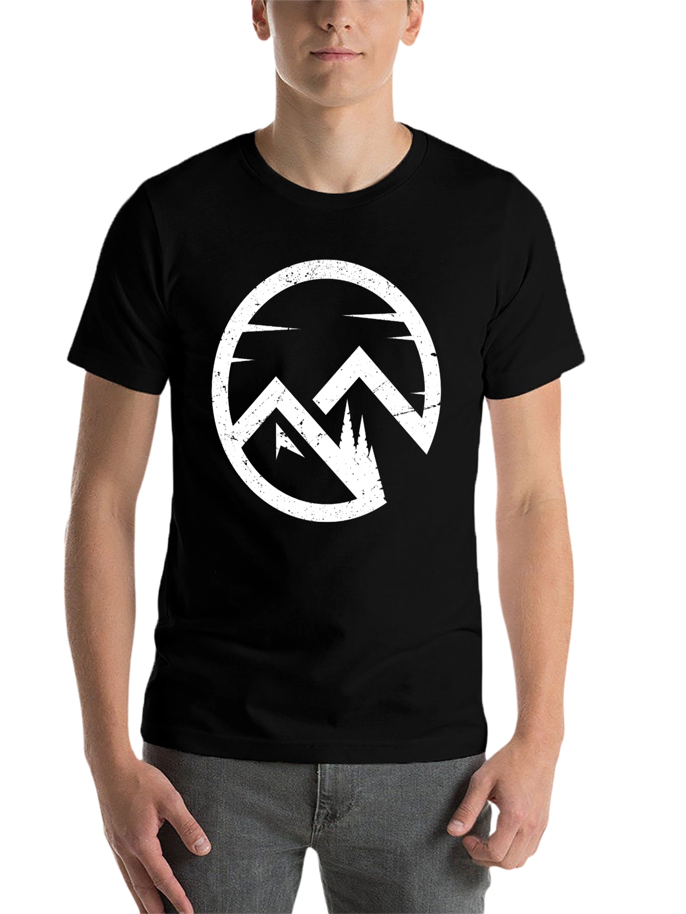 Black Mountain Circle Graphic Tee - Black Cotton Blend T-Shirt view 7