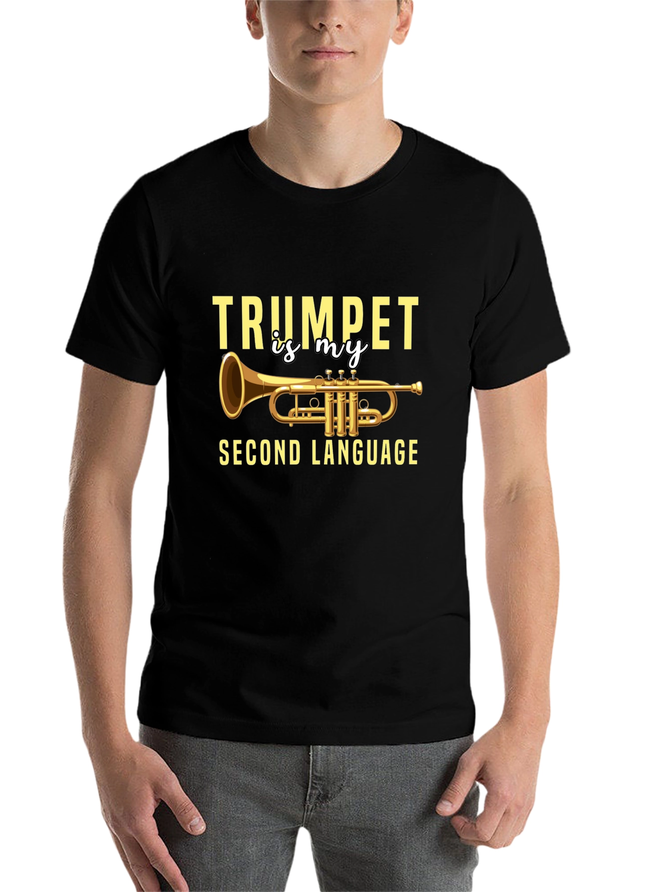 Black Trumpet Second Language Musician T-Shirt view 7