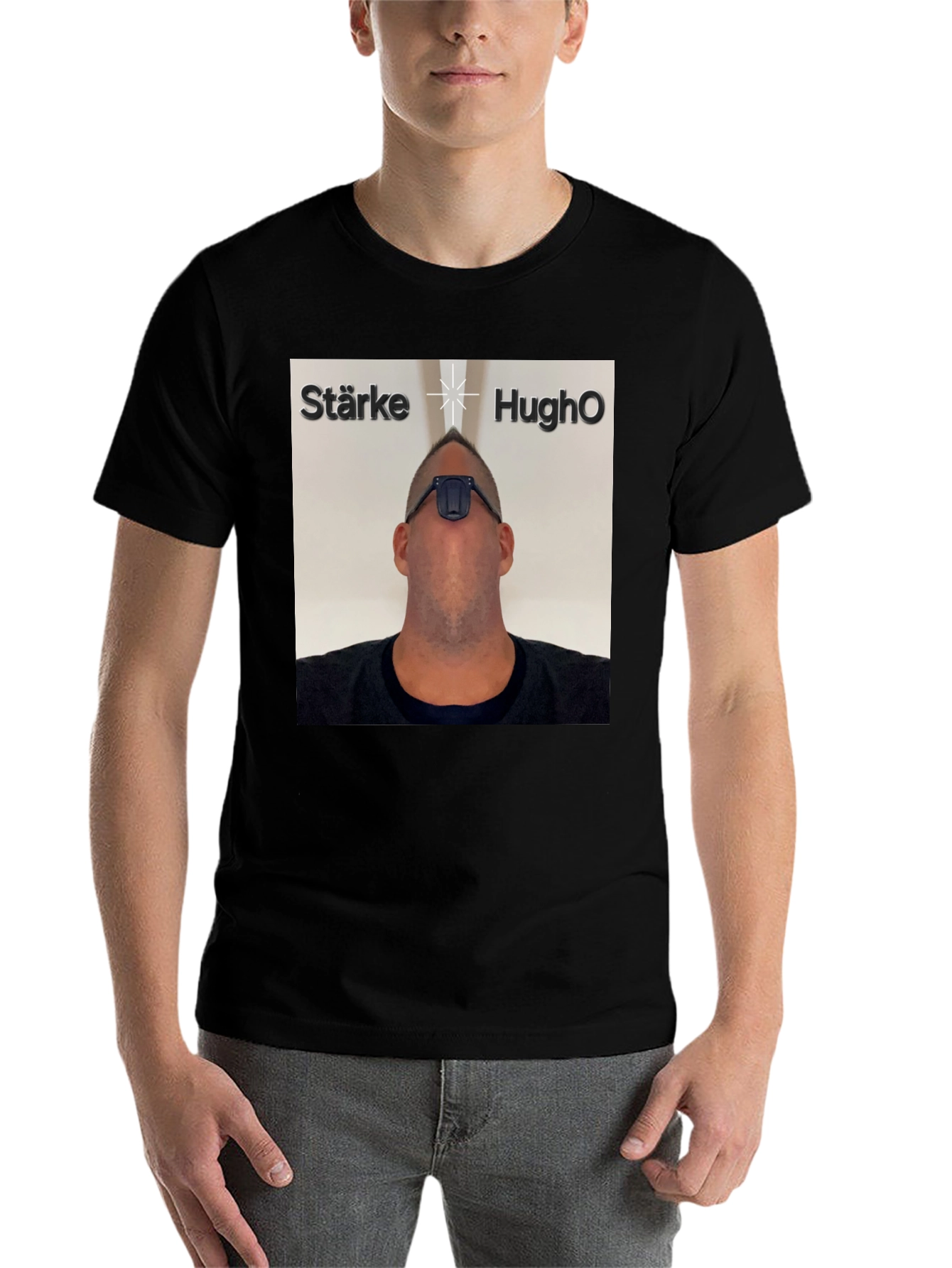 Black Starke HughO T-Shirt - Unique Graphic Tee view 7