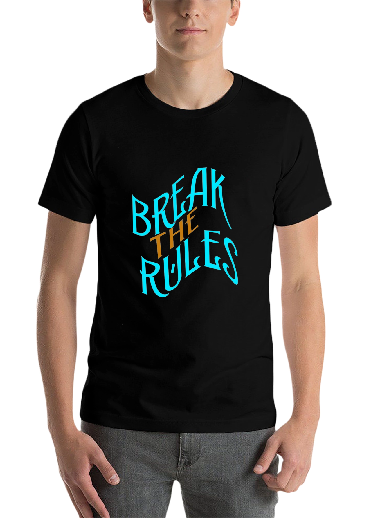 Black Break The Rules Graphic Tee - Stylish Black Cotton T-Shirt view 7