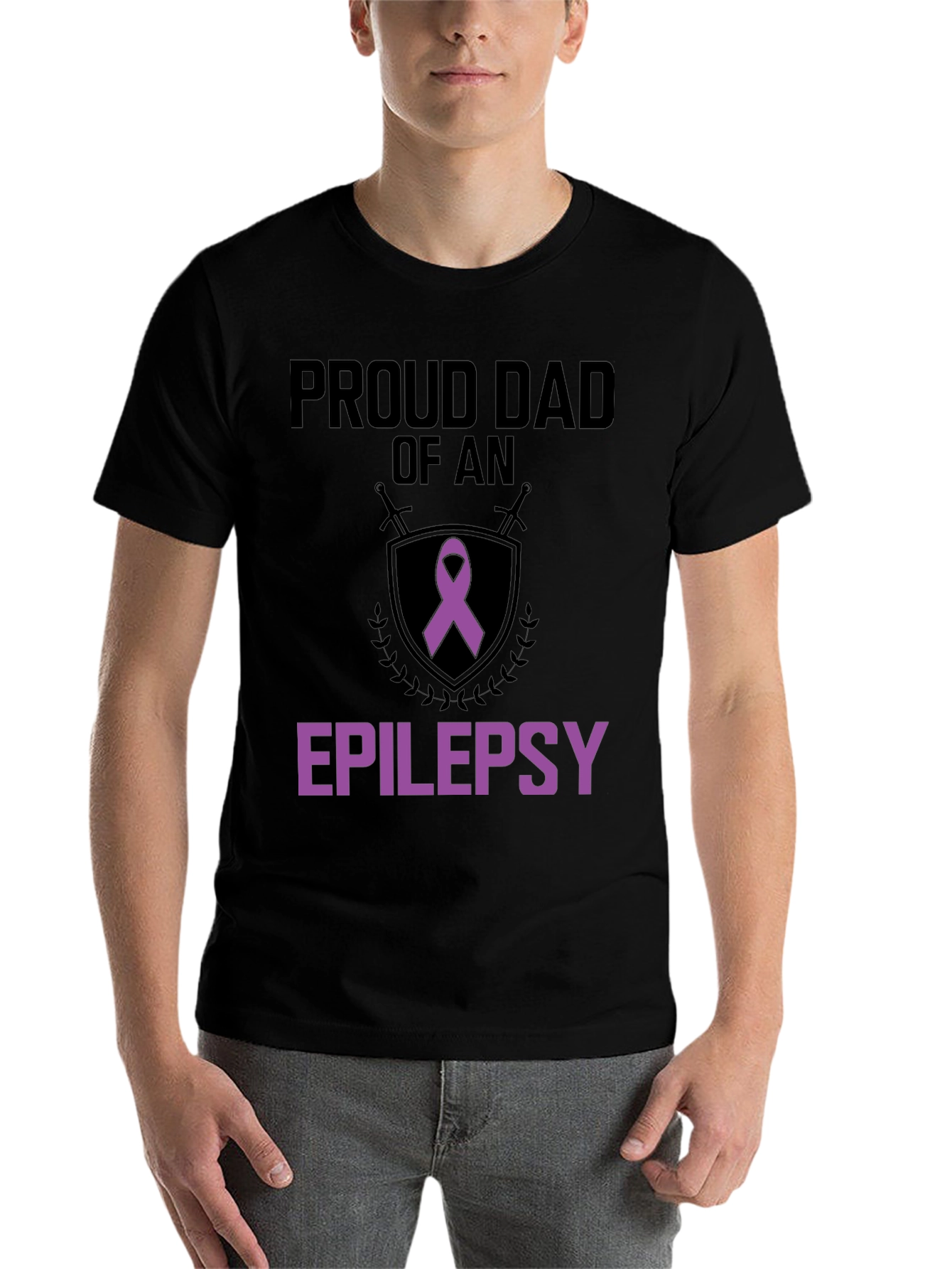 Black Proud Dad of an Epilepsy Warrior T-Shirt view 7