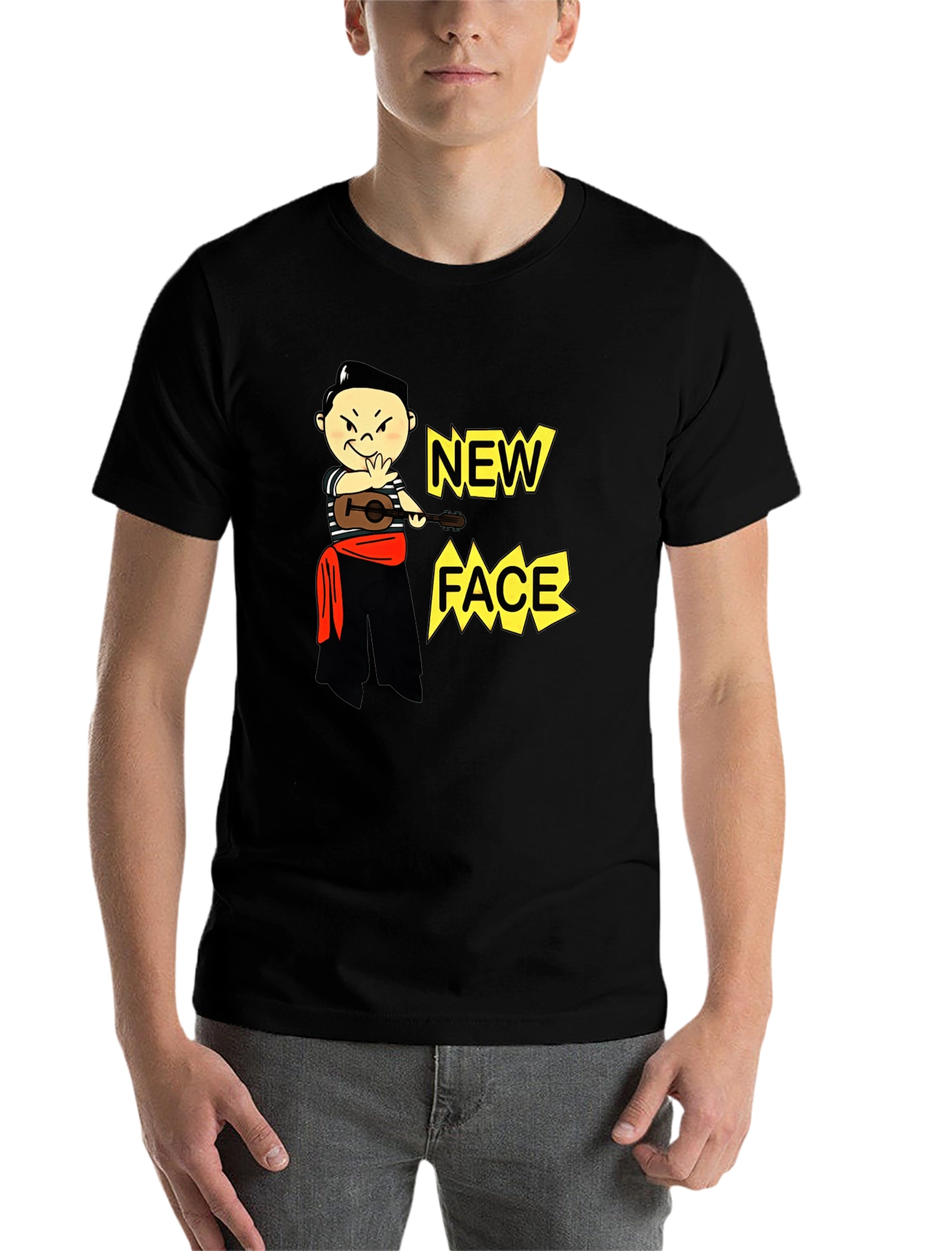Black New Face Graphic Tee - Unique Design view 7