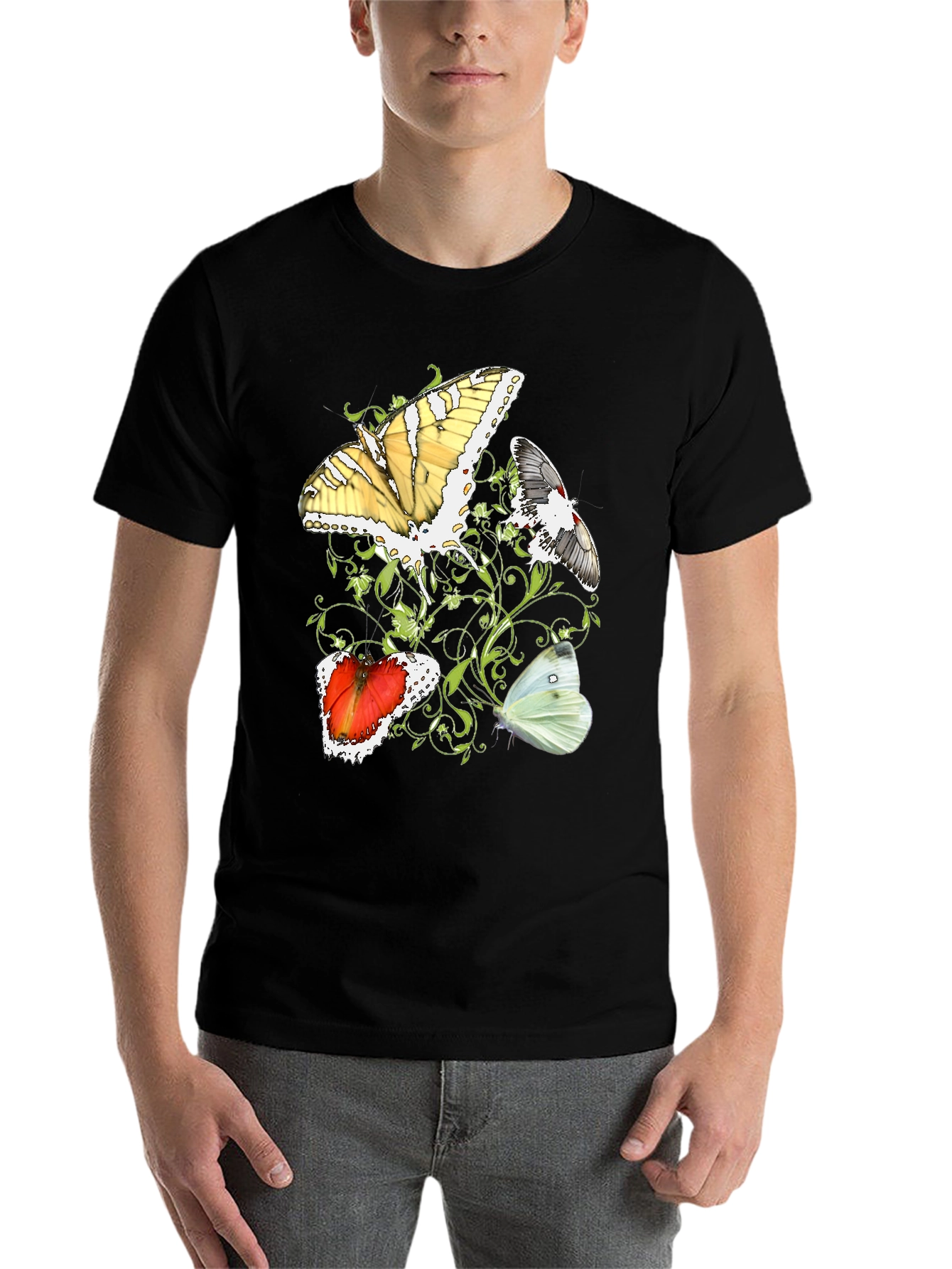 Black Butterfly T-Shirt - Unique Graphic Tee view 7