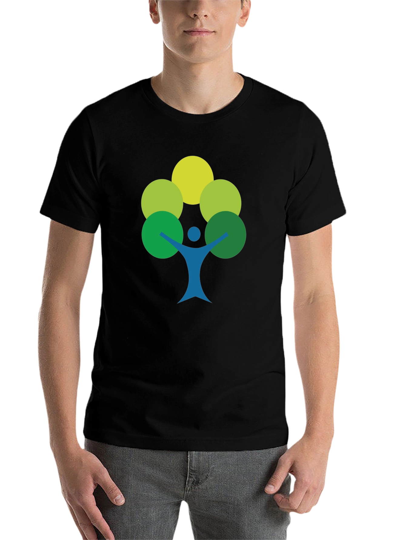 Black Eco-Friendly Tree Person Graphic Tee view 7