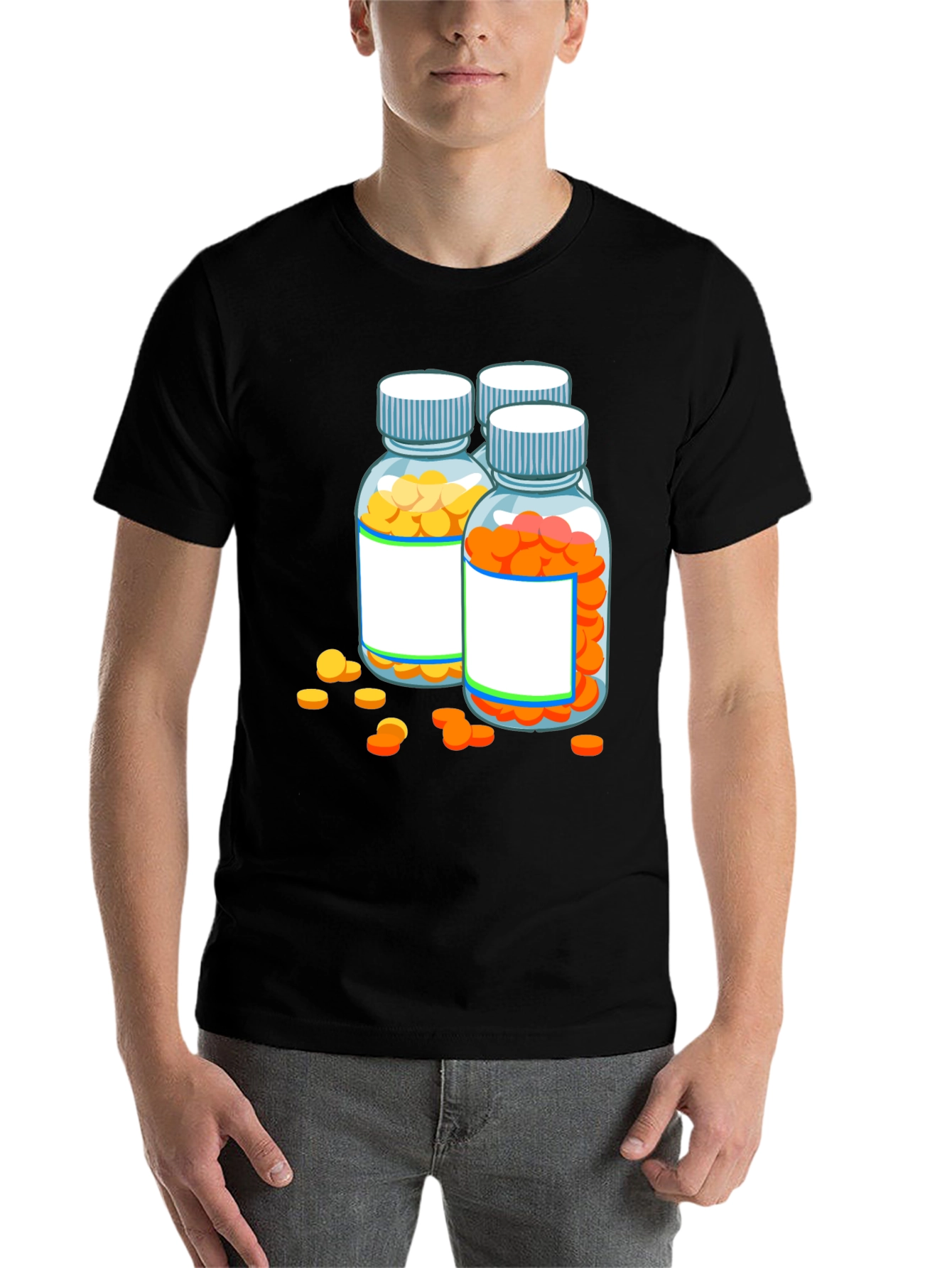 Black Pill Bottle Graphic Tee - Novelty Doctor Shirt view 7