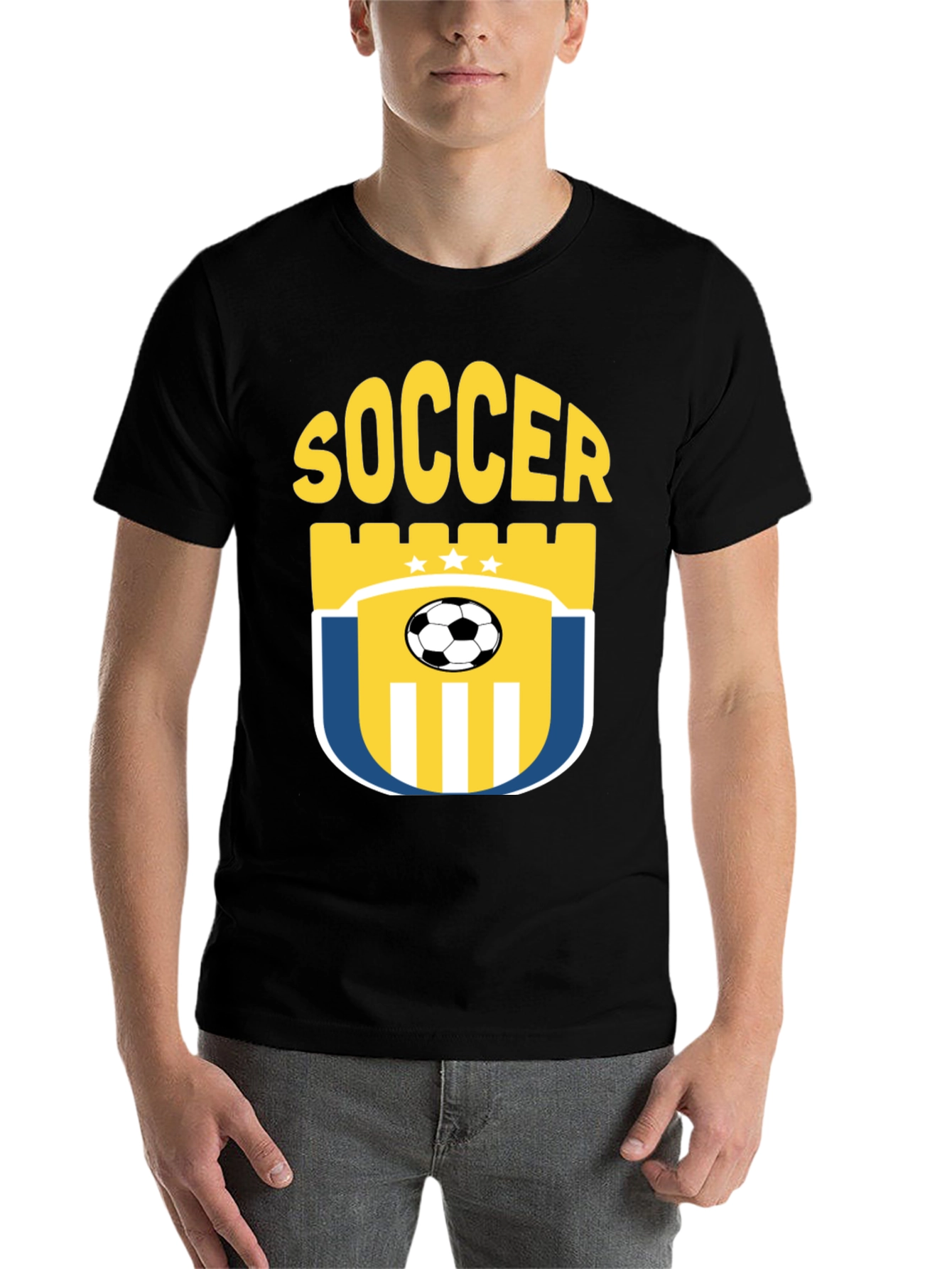 Black Soccer Graphic T-Shirt - Black view 7