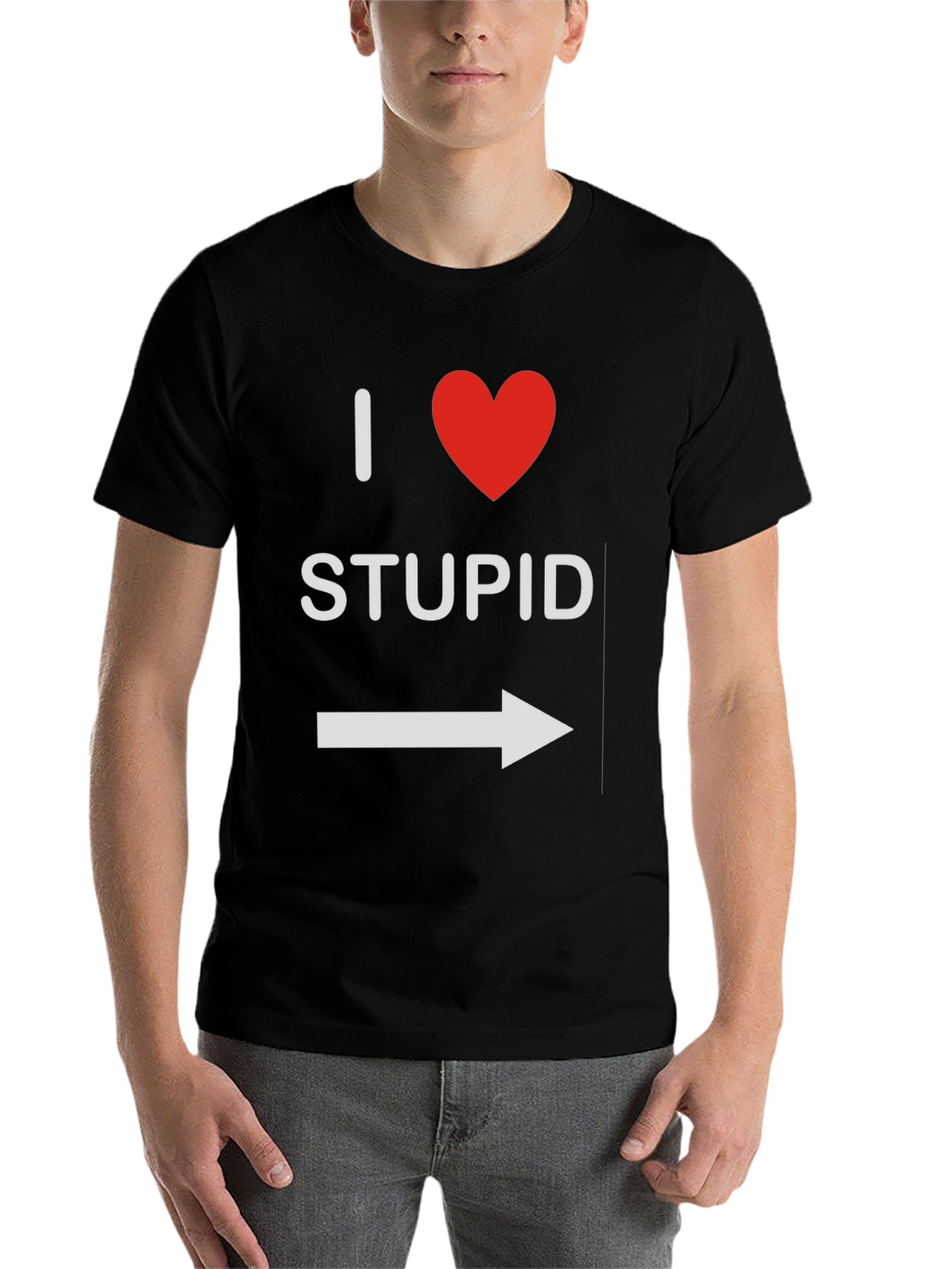 Black I Heart Stupid T-Shirt - Funny Graphic Tee view 7