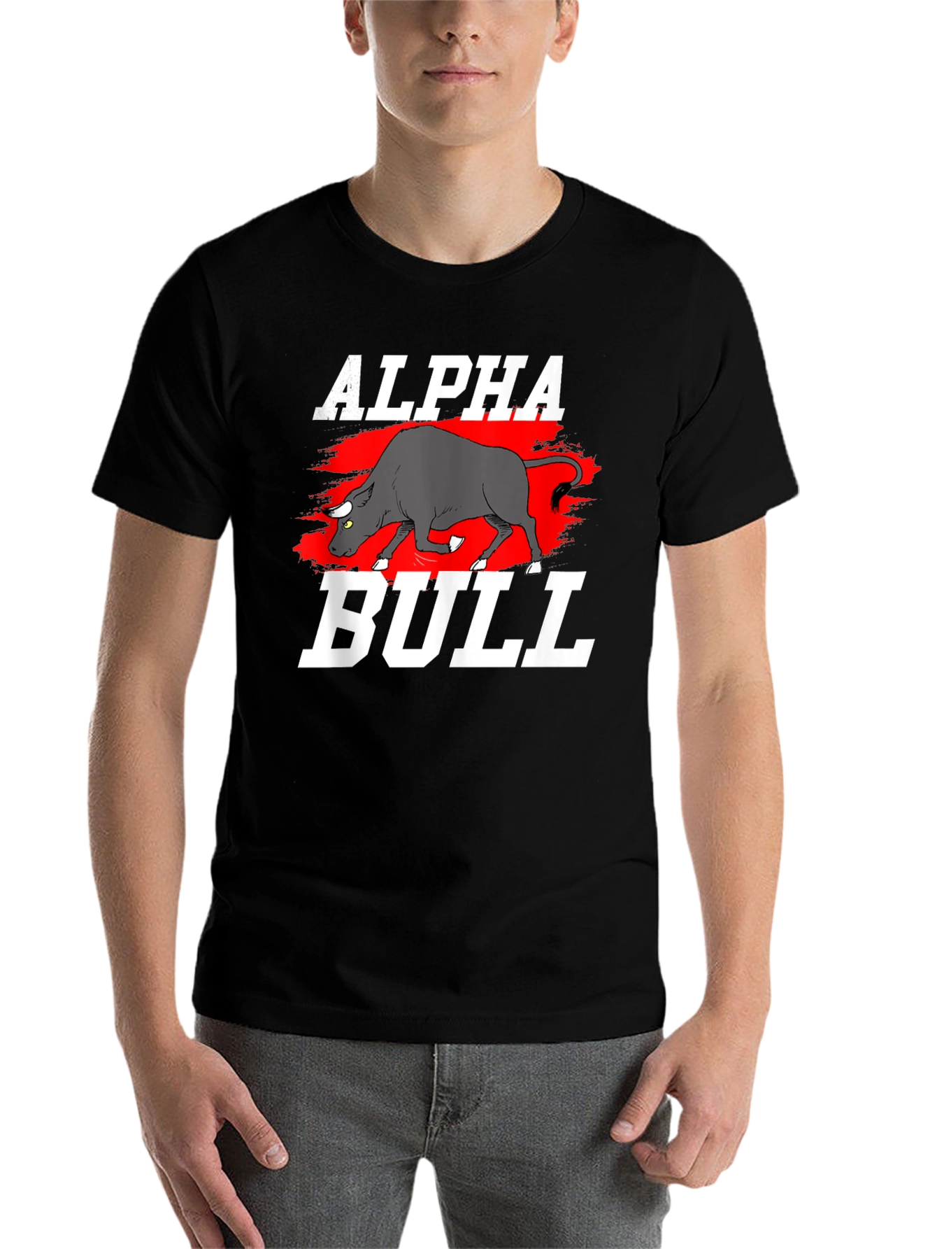 Black Alpha Bull Graphic T-Shirt - Black Cotton Tee view 7