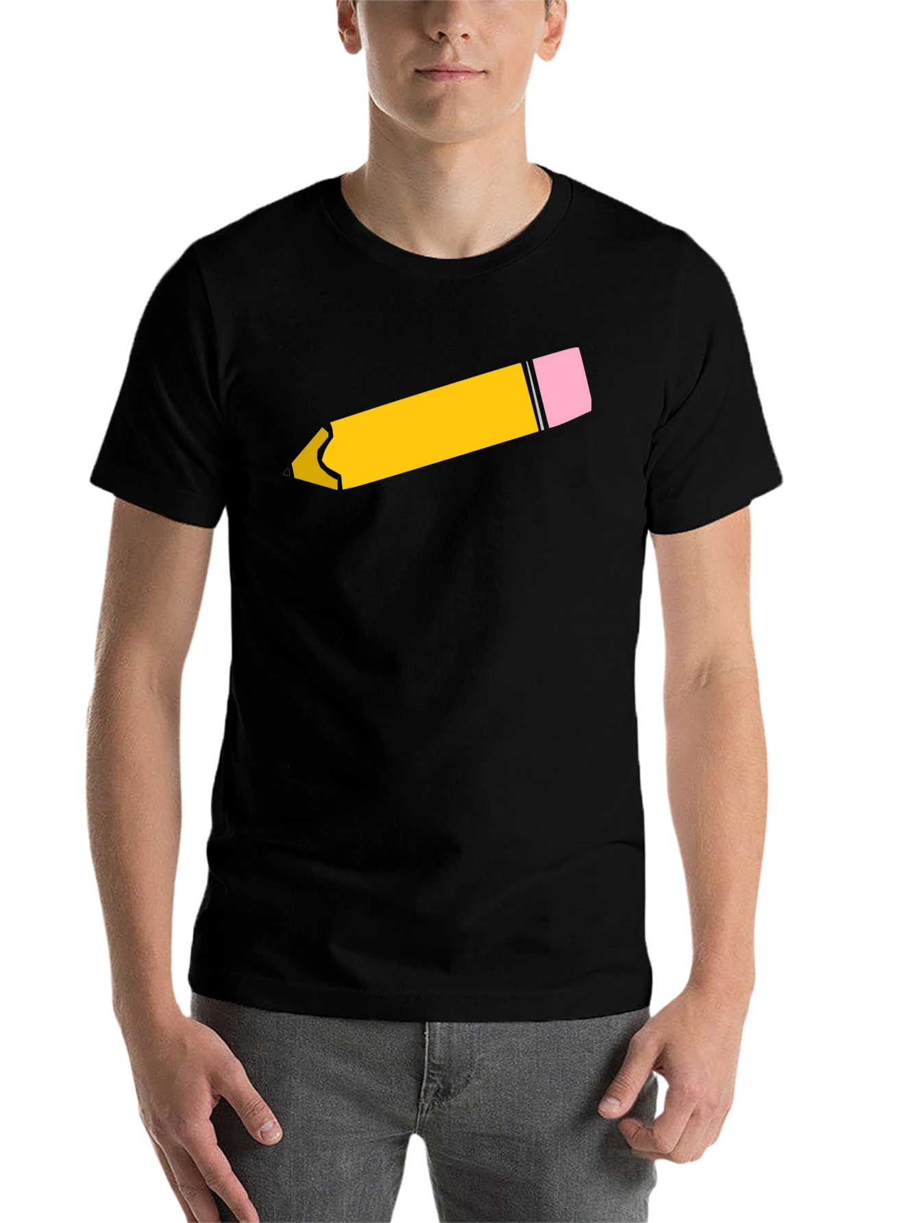 Black Pencil Graphic Black T-Shirt - Fun & Stylish! view 7