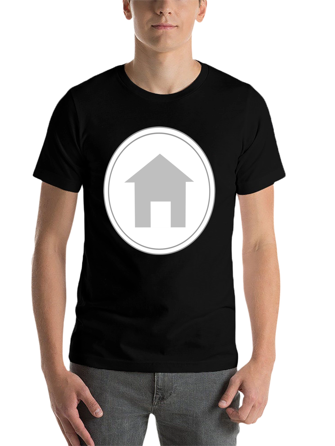 Black Simple House Logo T-Shirt view 7