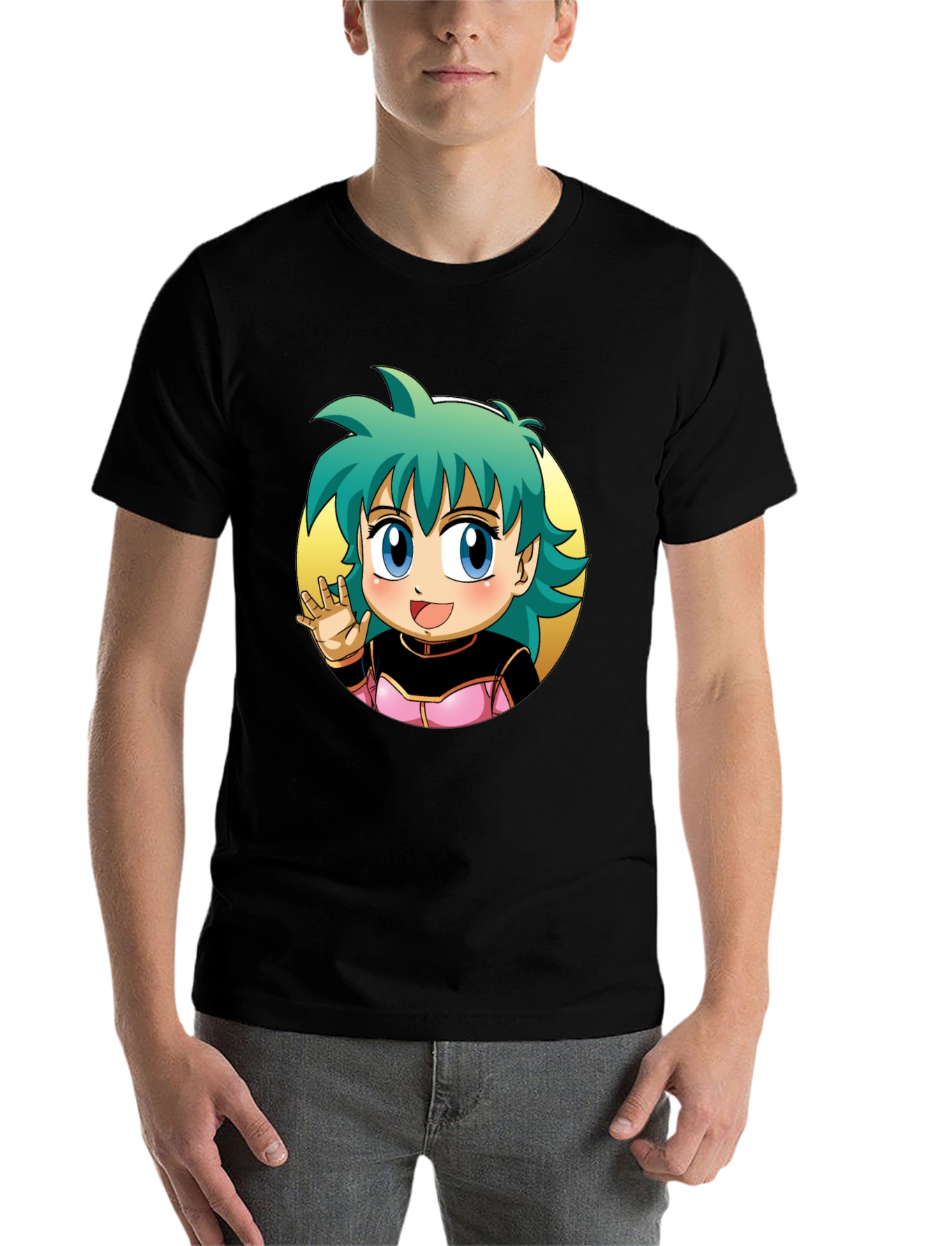 Black Anime Girl Graphic Tee - Black view 7