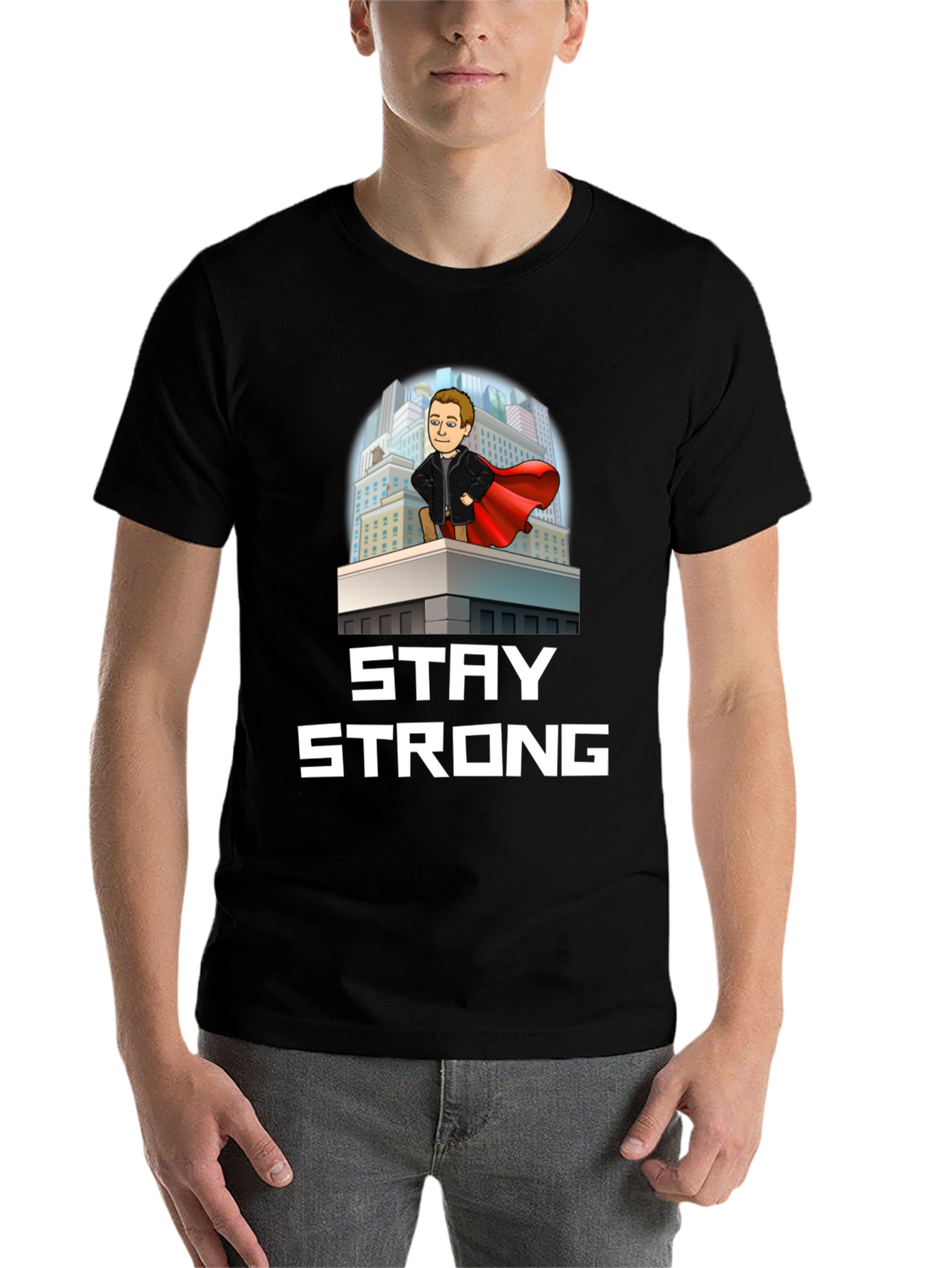 Black Stay Strong Superhero T-Shirt view 7