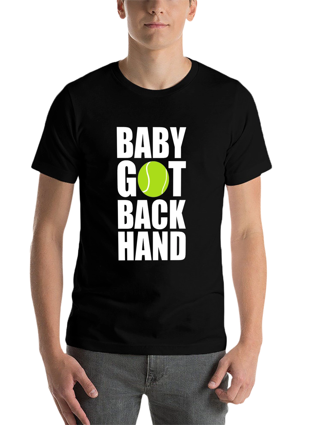 Black Baby Got Back Hand Tennis Graphic T-Shirt view 7