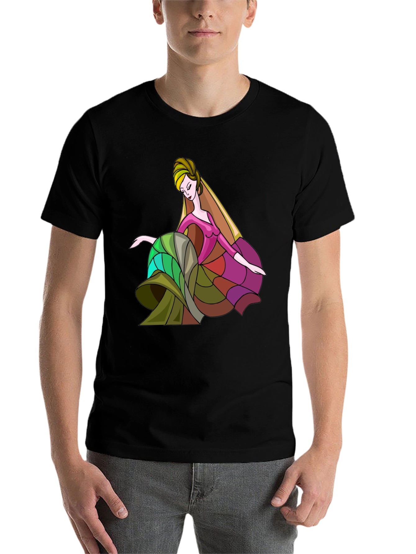 Black Artistic Woman Graphic Print Black Tee view 7