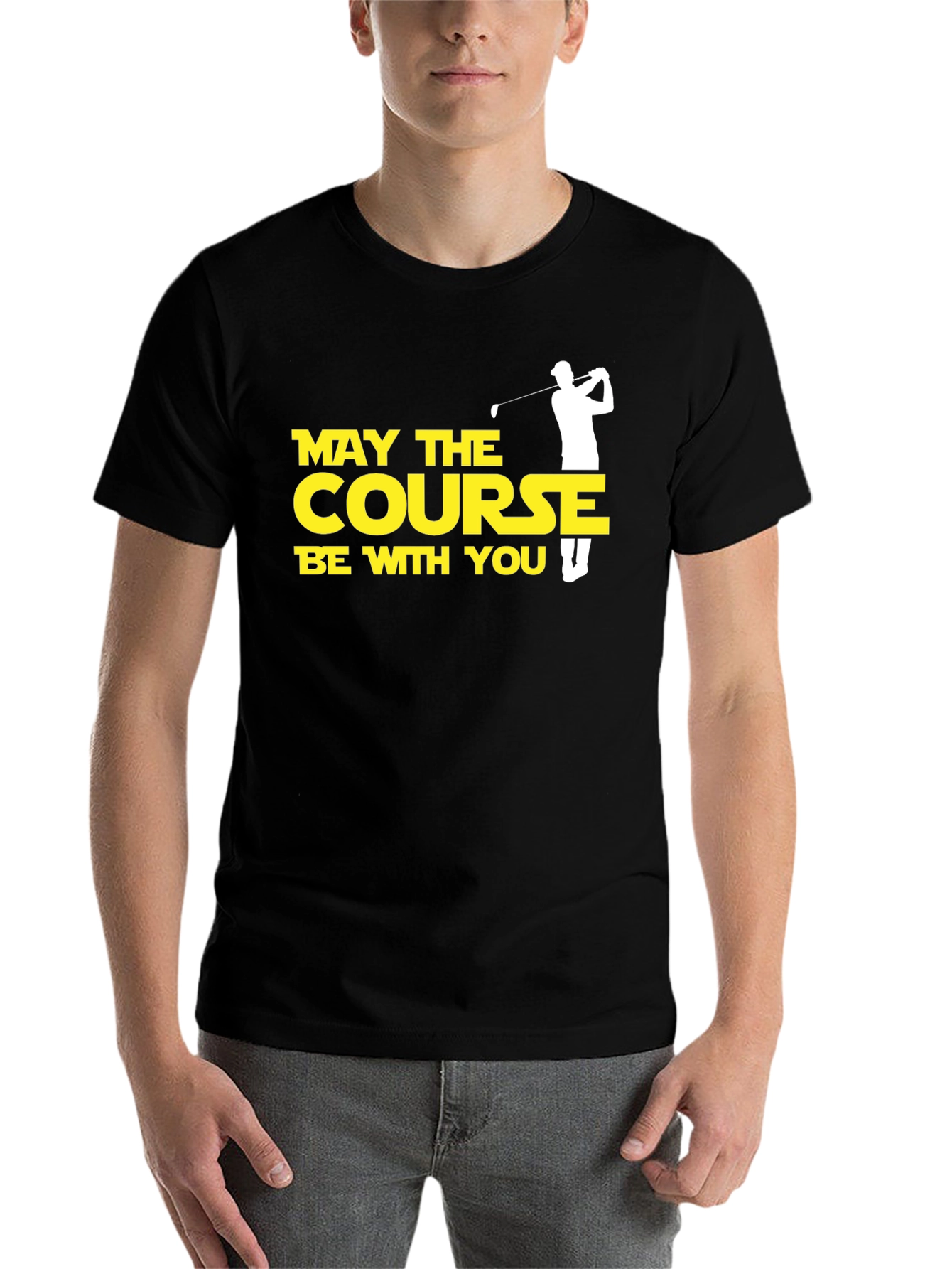 Black May the Course Be With You Golf T-Shirt view 7