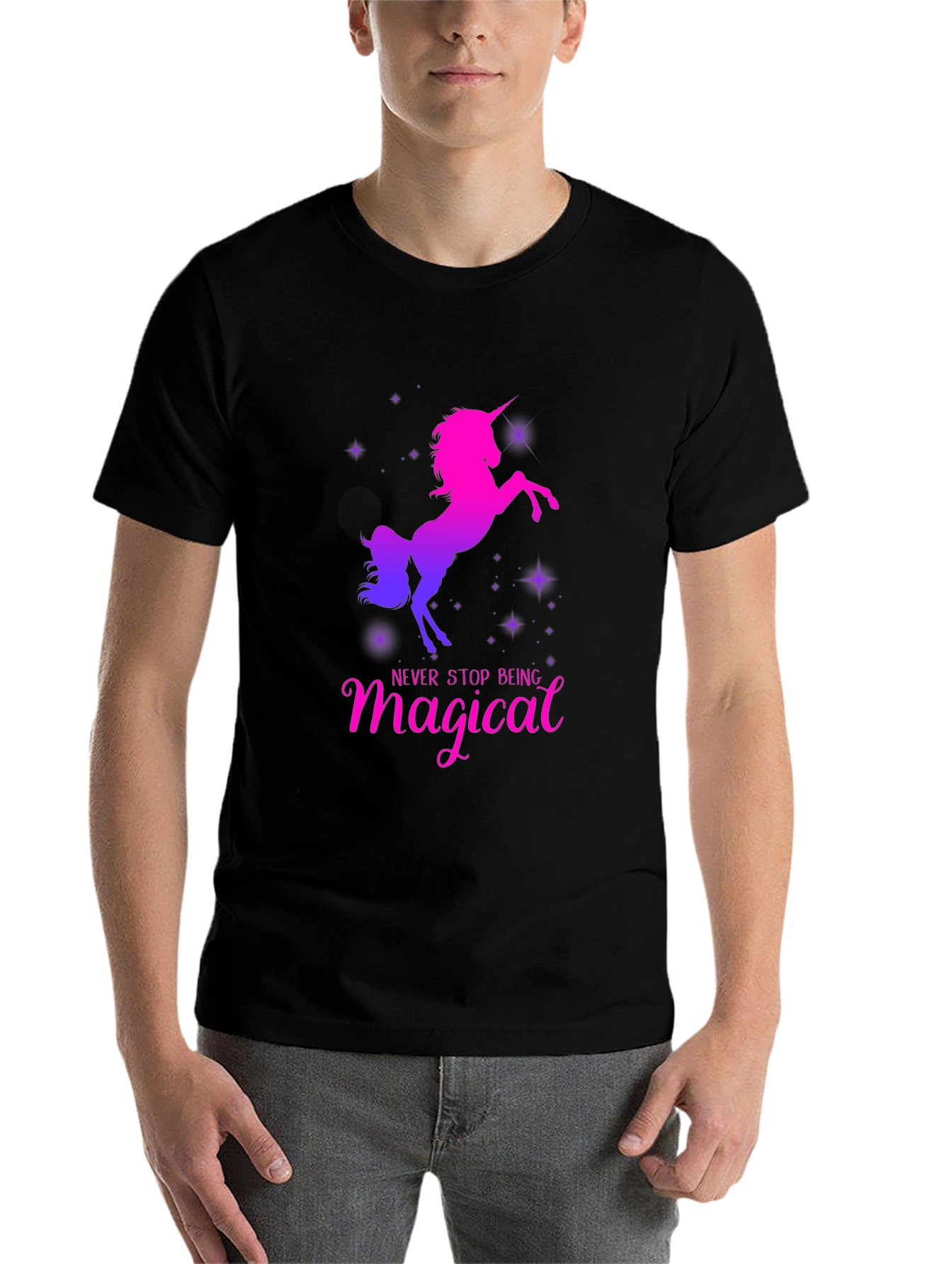 Black Magical Unicorn T-Shirt - Black view 7