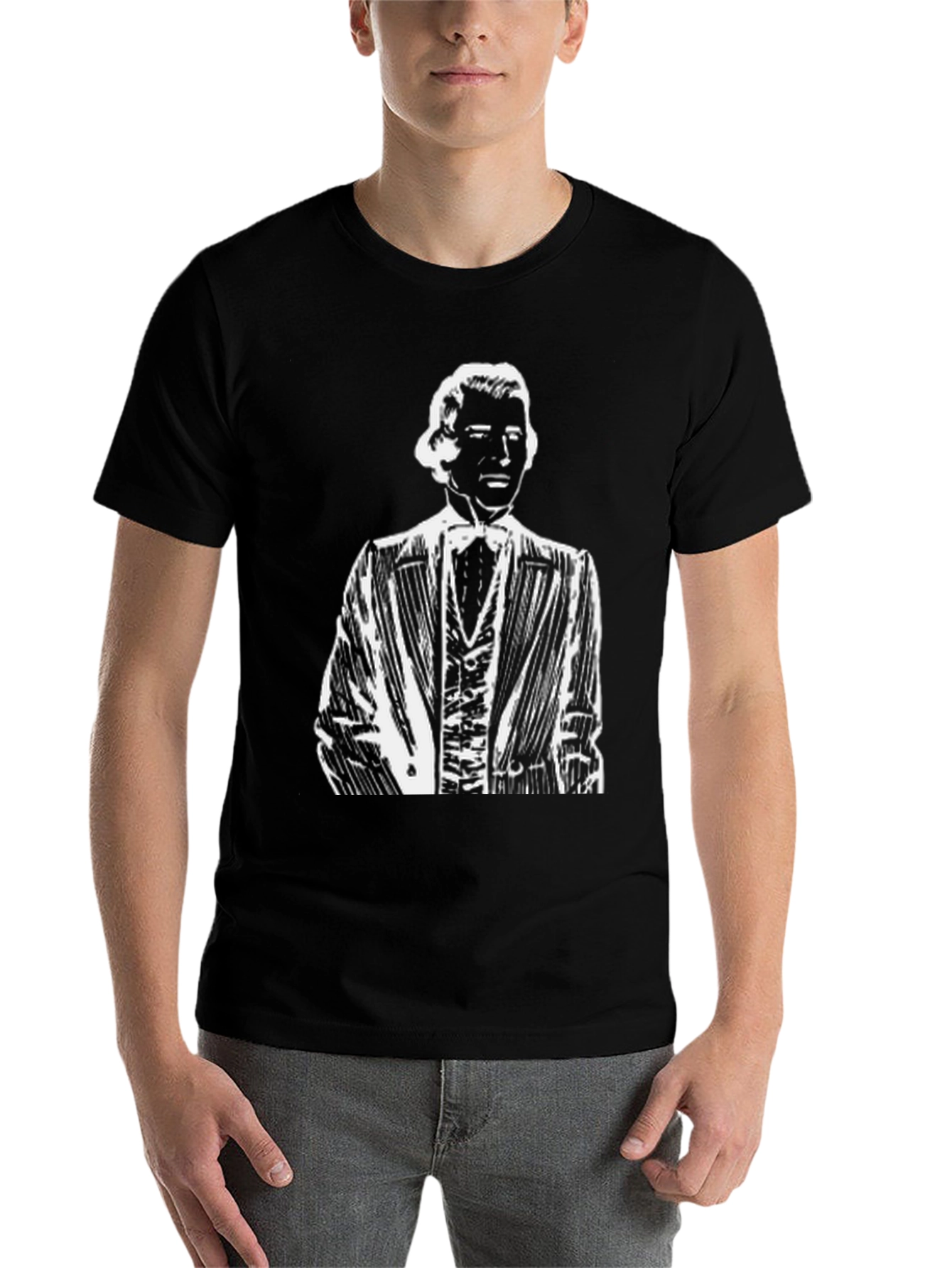 Black Gentleman Portrait Black T-Shirt - Classically Cool view 7