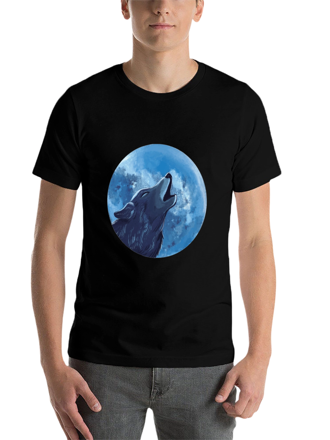 Black Wolf Moon Graphic T-Shirt - Black view 7