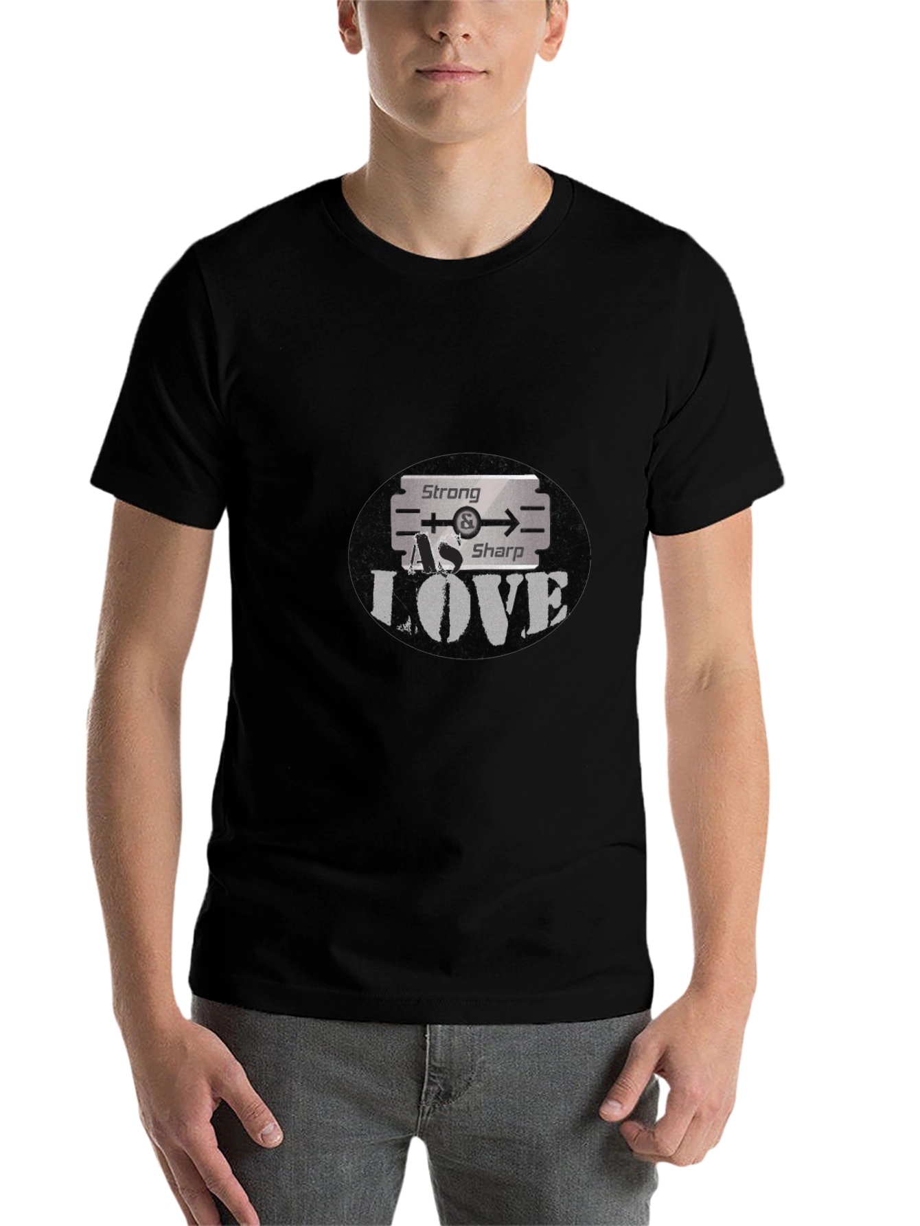 Black Strong As Sharp Love Graphic T-Shirt view 7