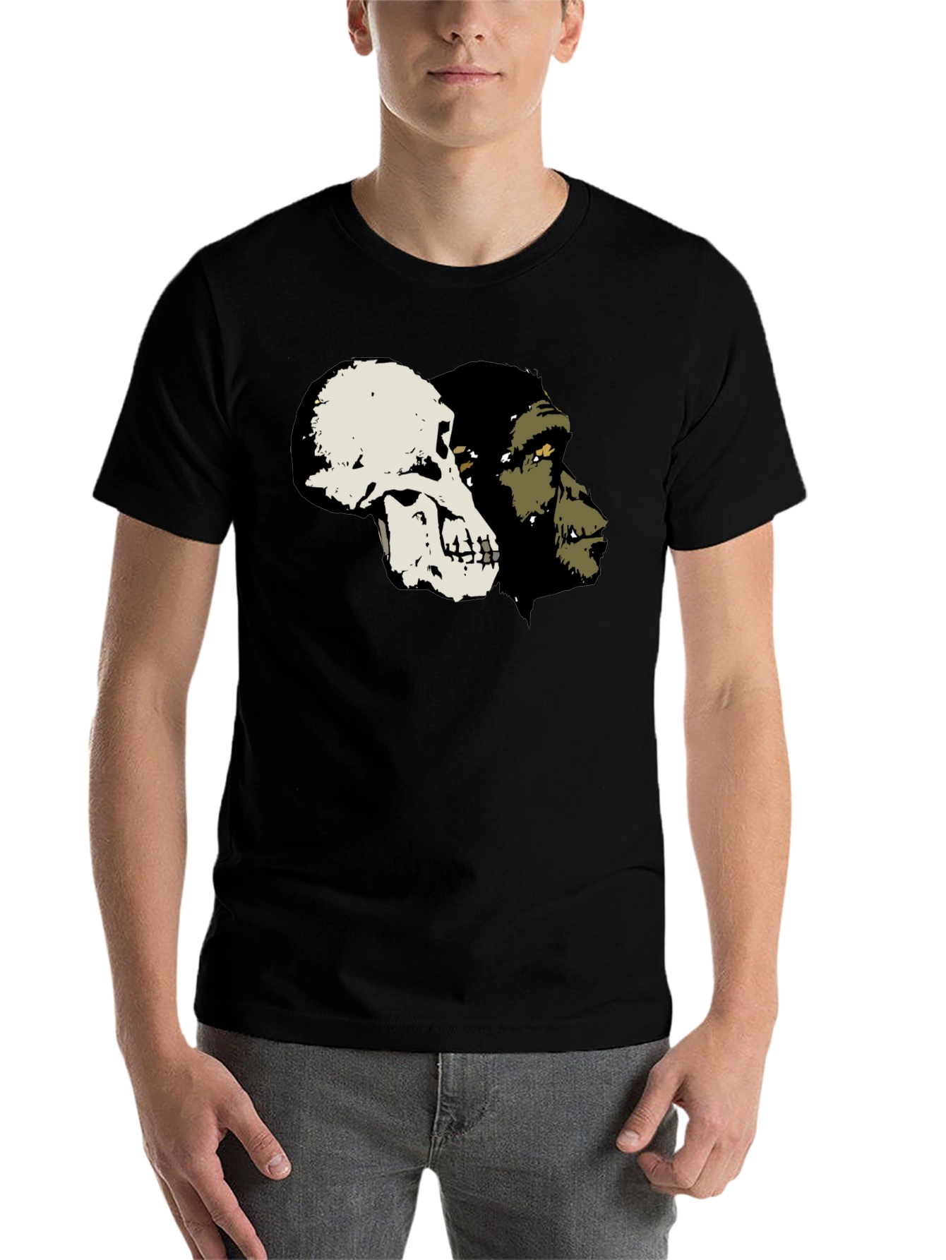 Black Primate Evolution Graphic Tee - Skull & Ape view 7