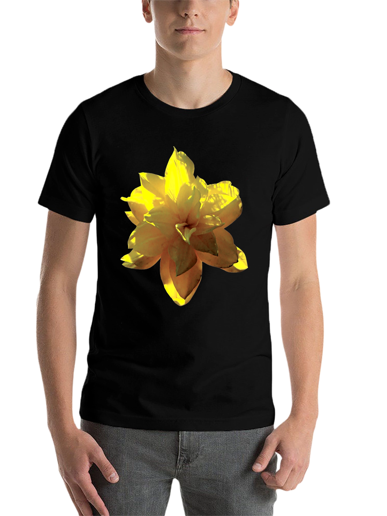Black Floral Print Black T-Shirt for Men view 7