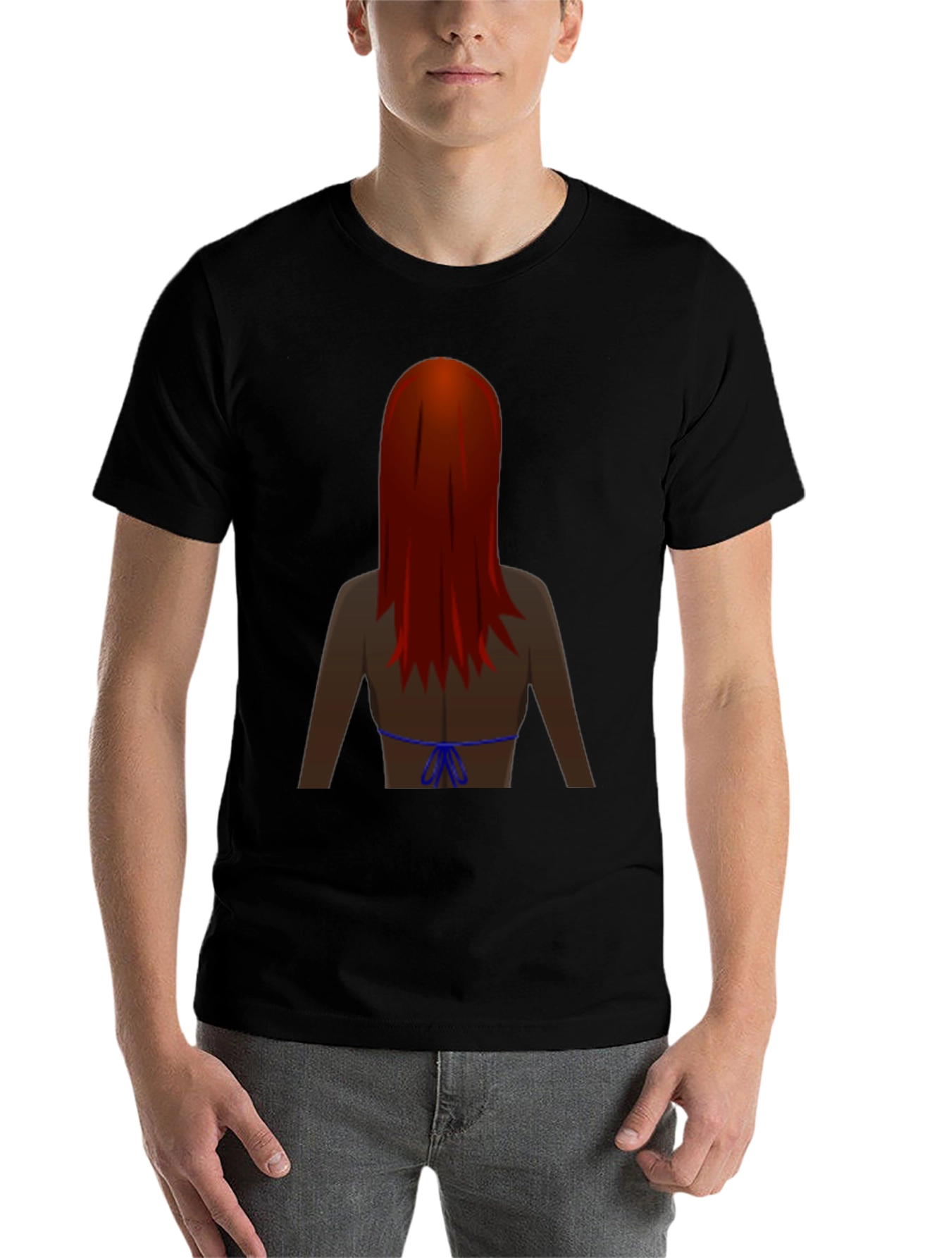 Black Novelty Graphic Tee - Woman with Red Hair view 7