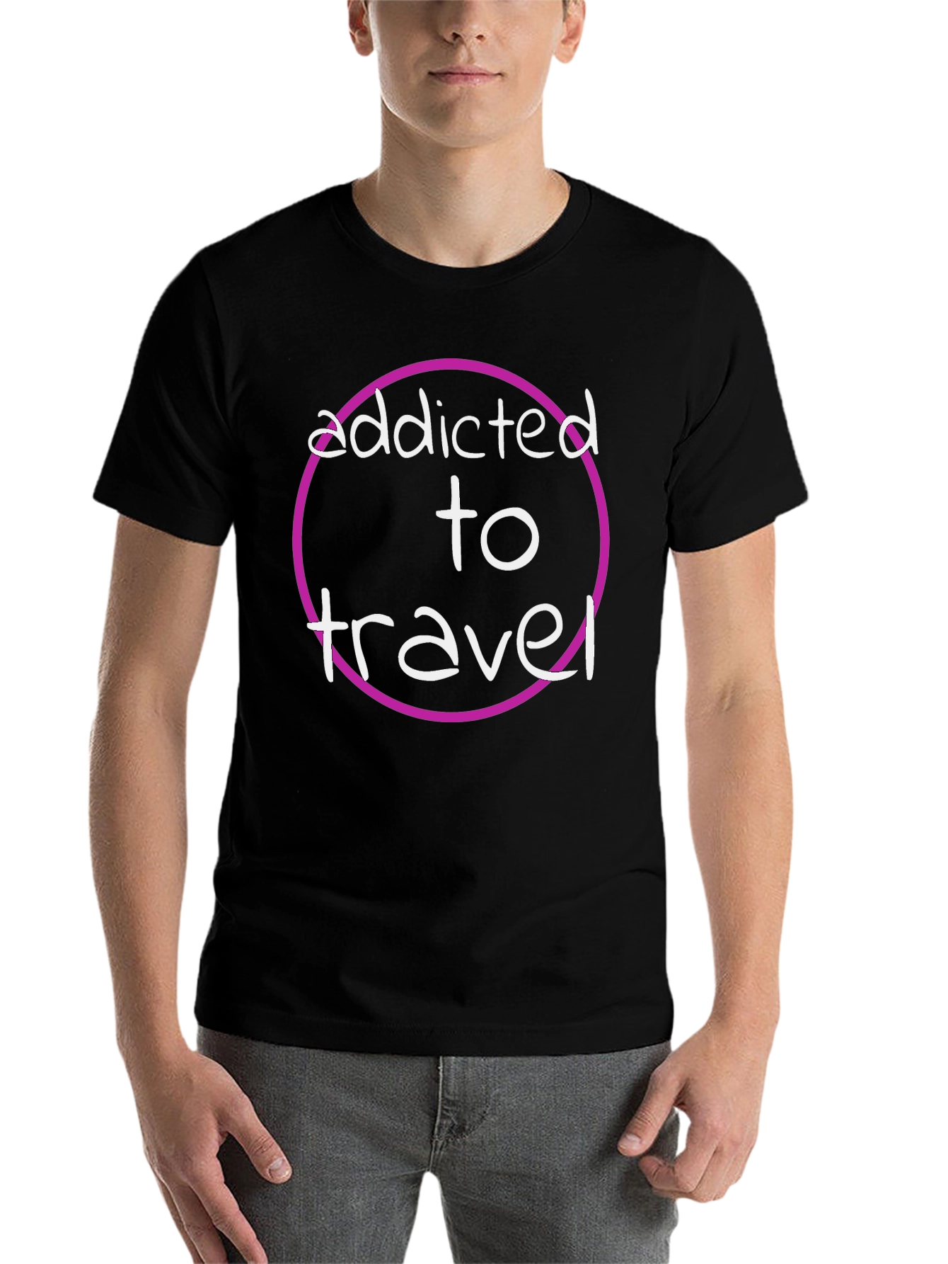 Black Addicted to Travel Graphic Tee - Black view 7
