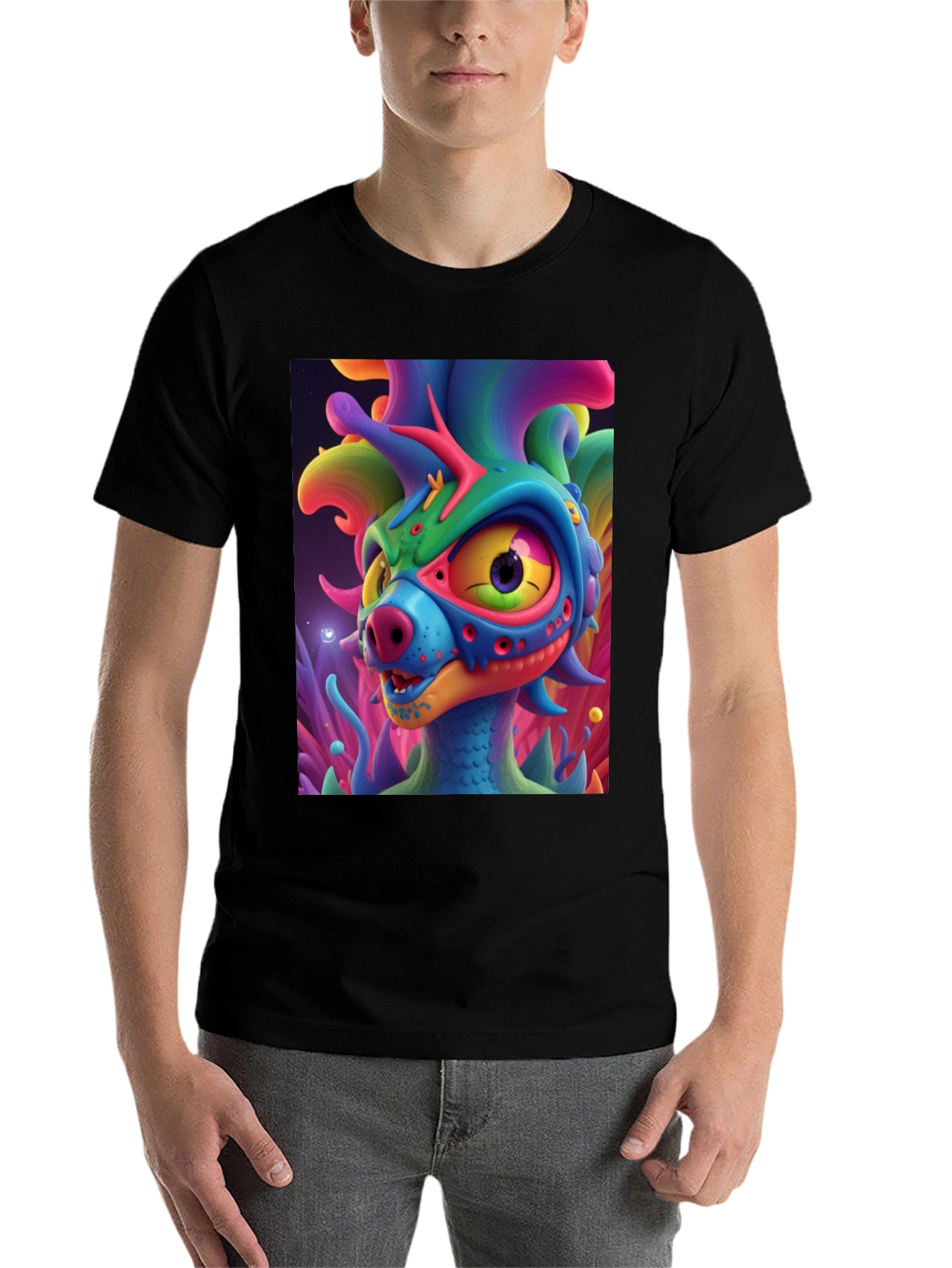 Black Funky Monster Graphic T-Shirt view 7