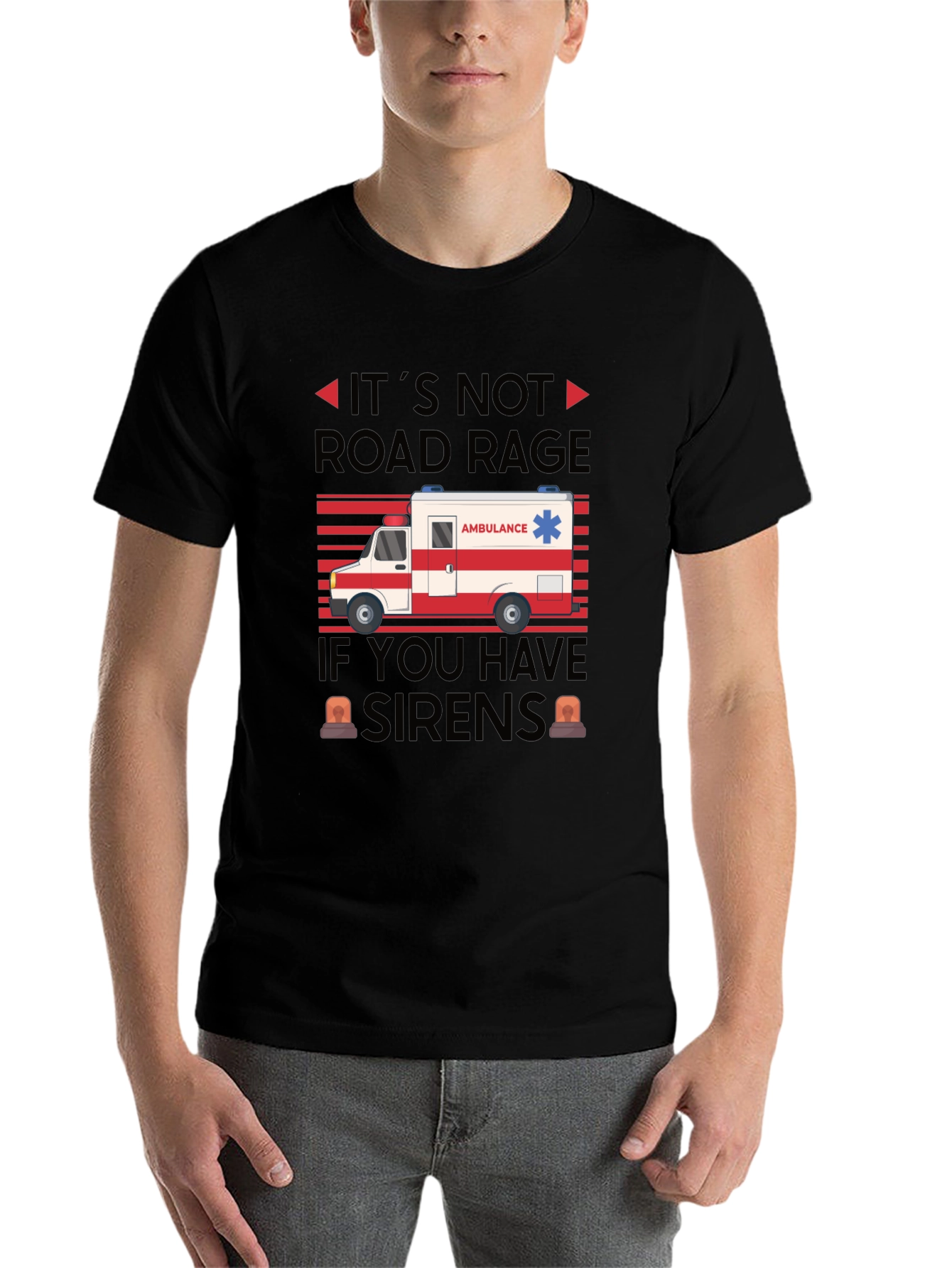 Black Funny Ambulance Driver Road Rage T-Shirt view 7