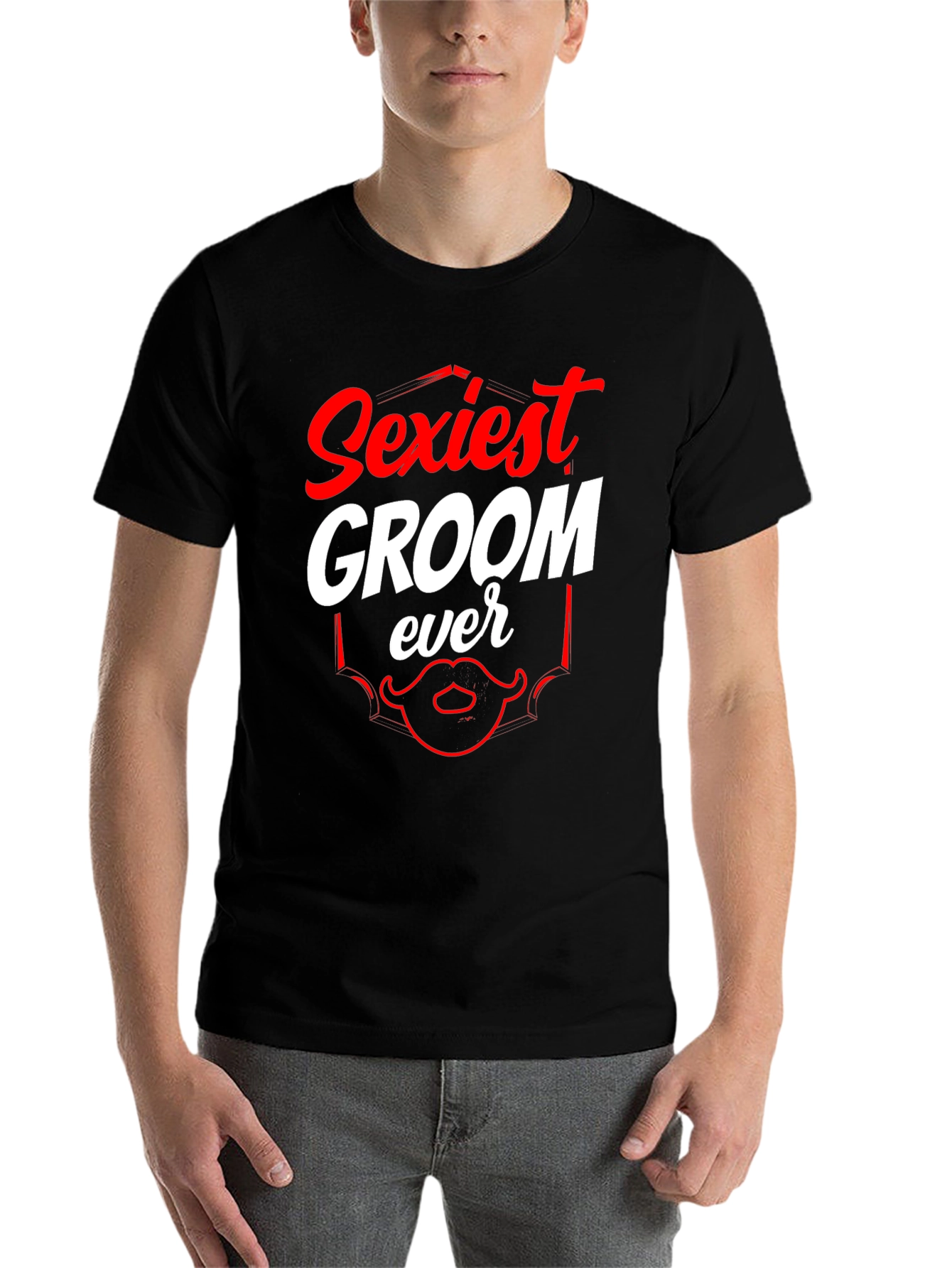 Black Sexiest Groom Ever T-Shirt, Funny Wedding Tee view 7
