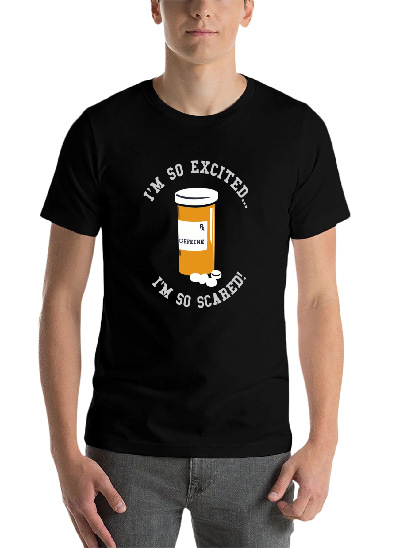 Black I'm So Excited Caffeine T-Shirt view 7