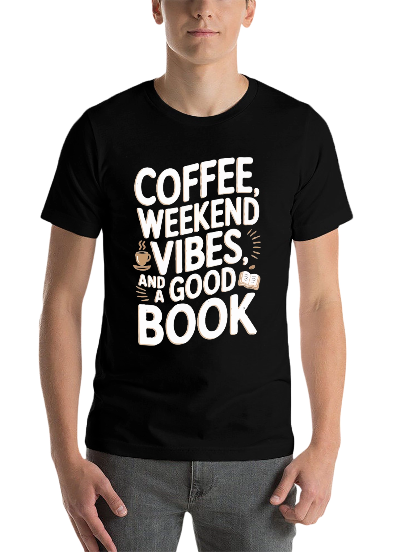 Black Coffee Weekend Vibes Book T-Shirt view 7