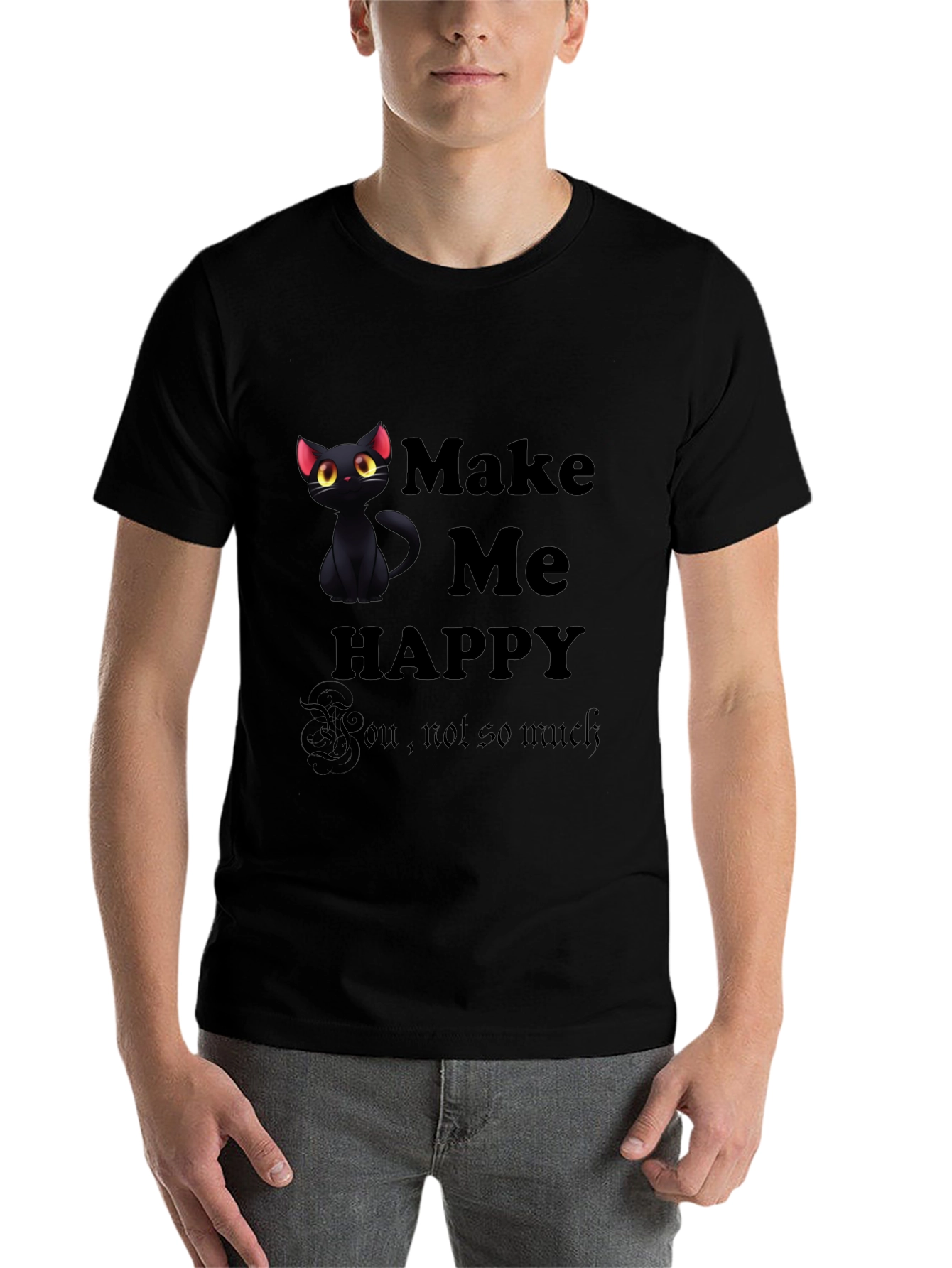 Black Make Me Happy Black Cat T-Shirt view 7