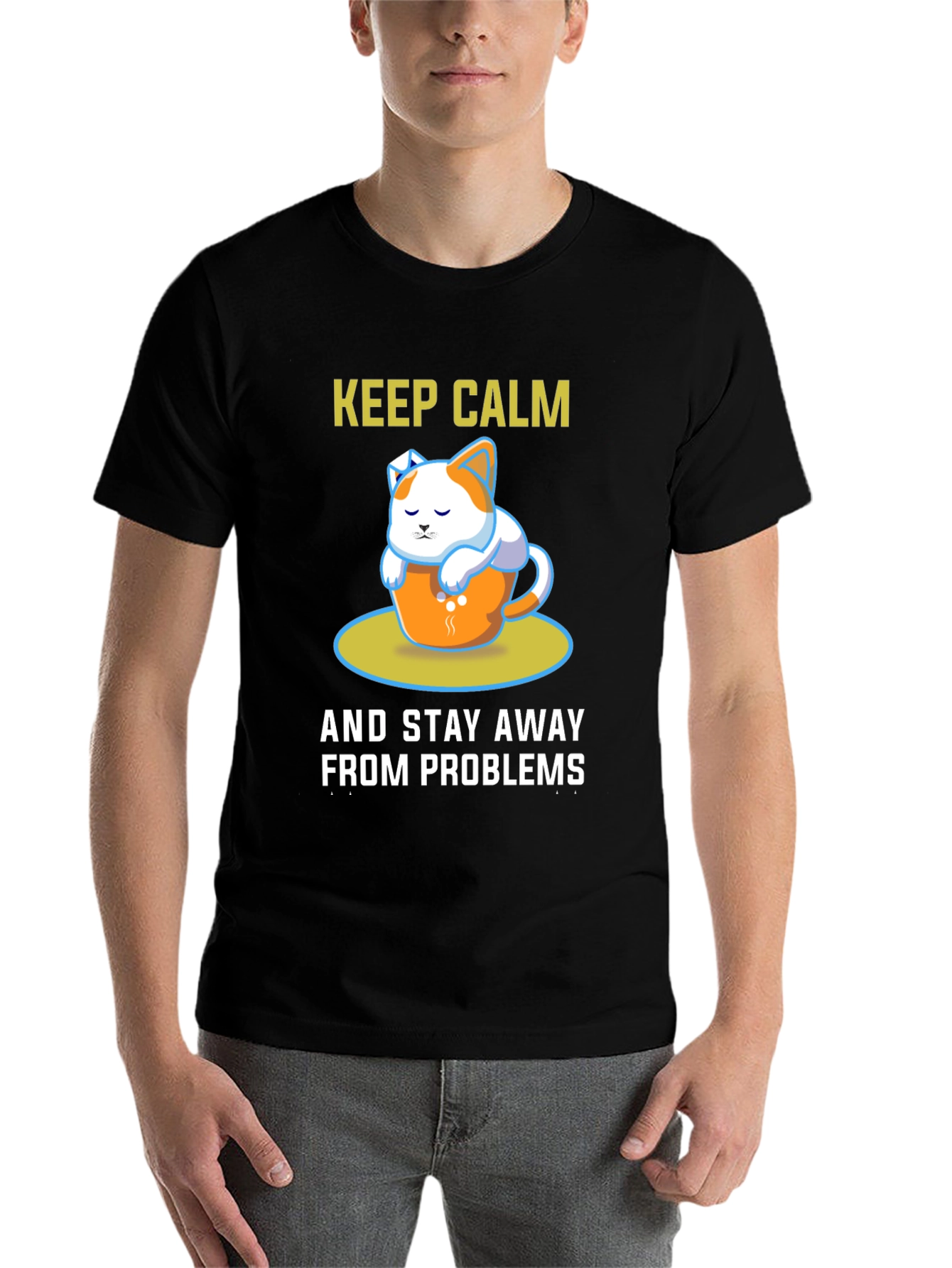 Black Keep Calm Cat T-Shirt view 7